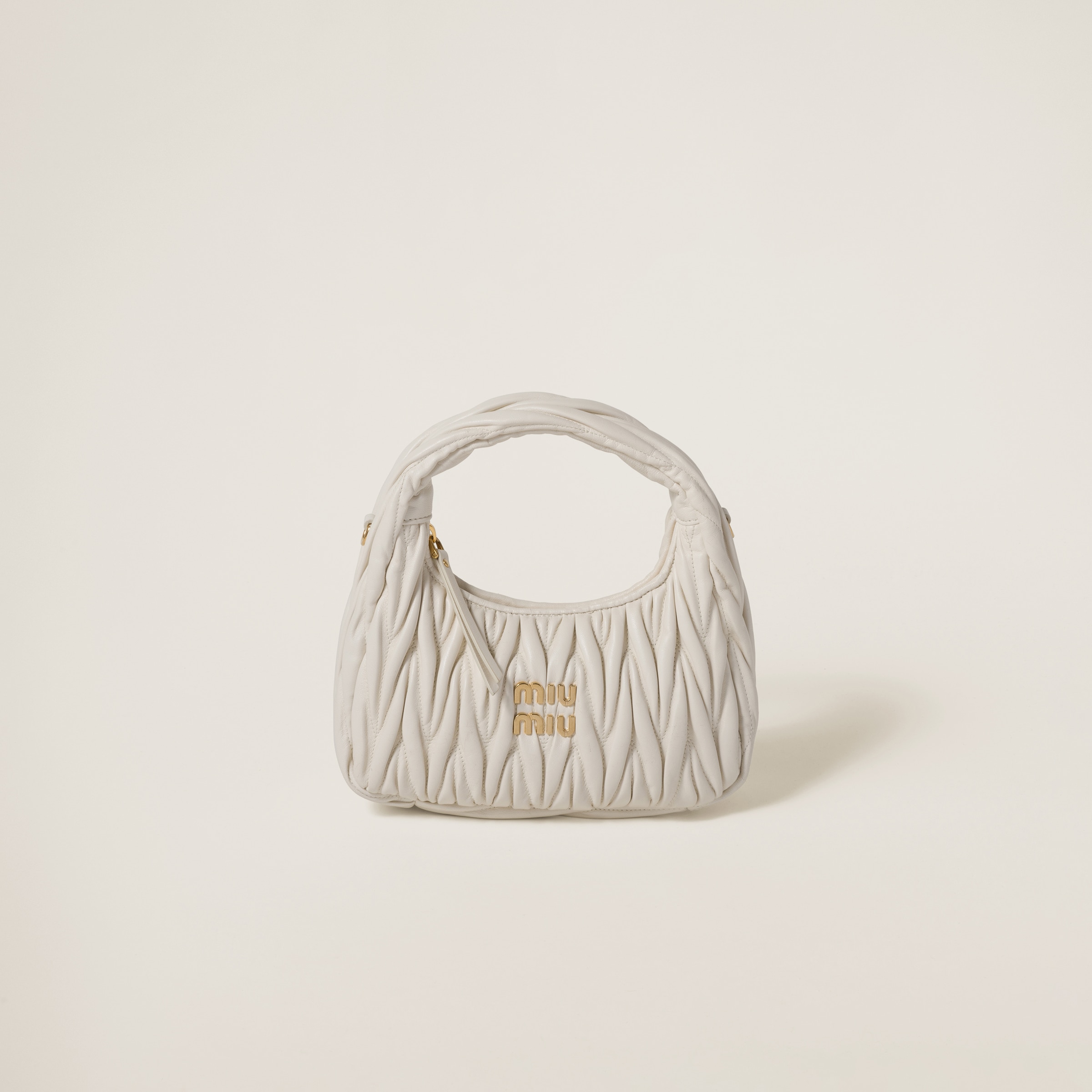 HOBO SHOULDER BAG, LAMBSKIN – WHITE