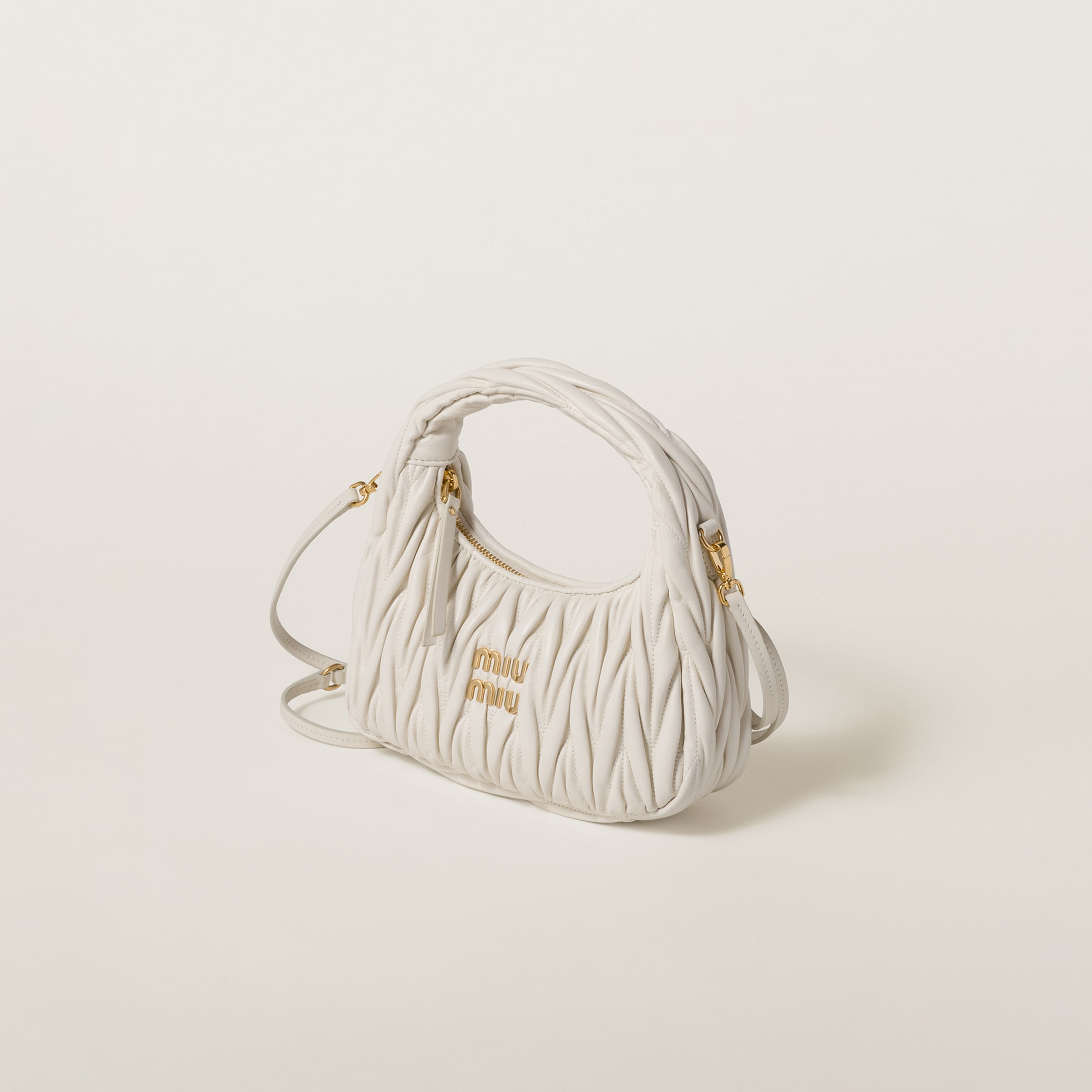 HOBO SHOULDER BAG, LAMBSKIN – WHITE
