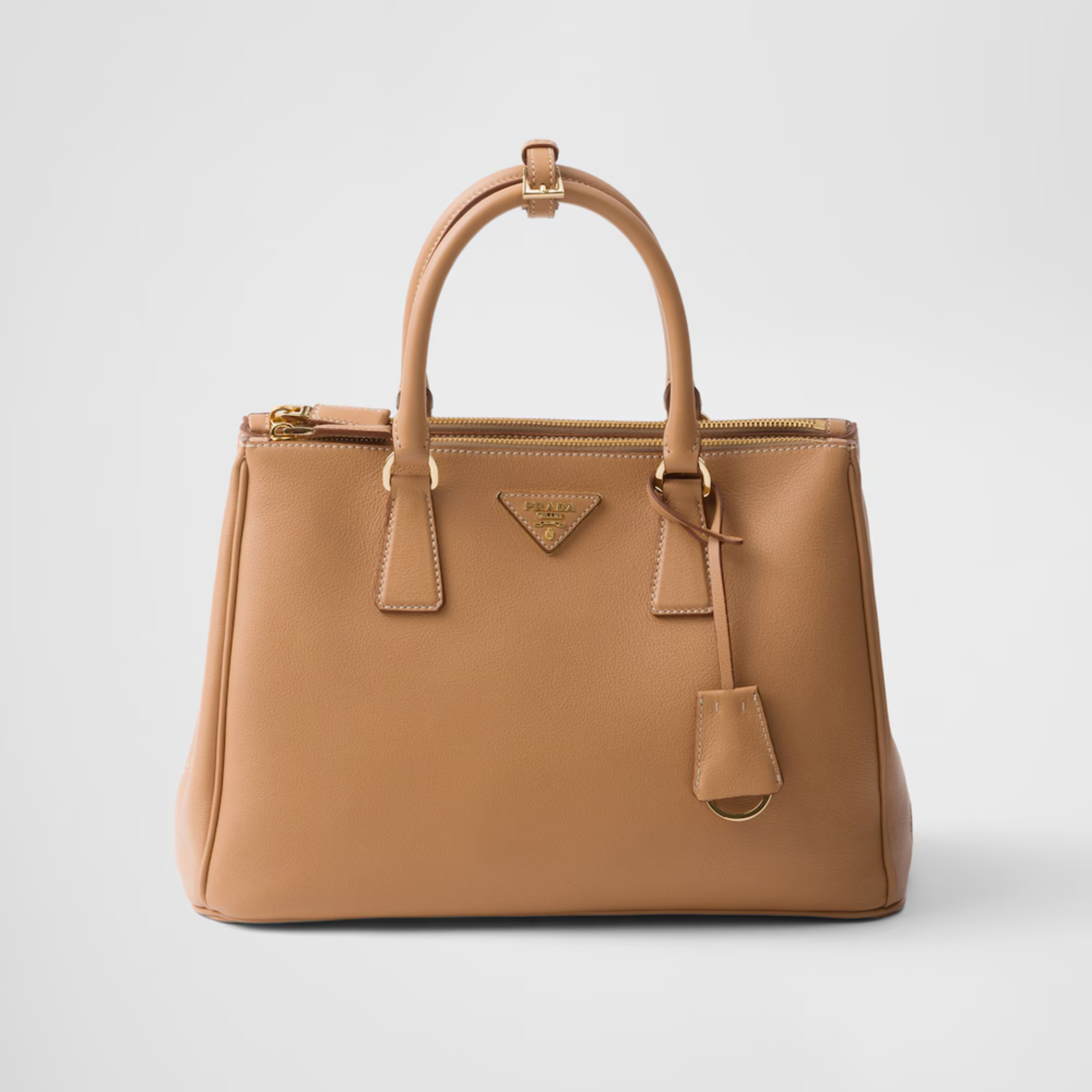 LARGE TOP HANDLE BAG, SAFFIANO LEATHER – NATURAL