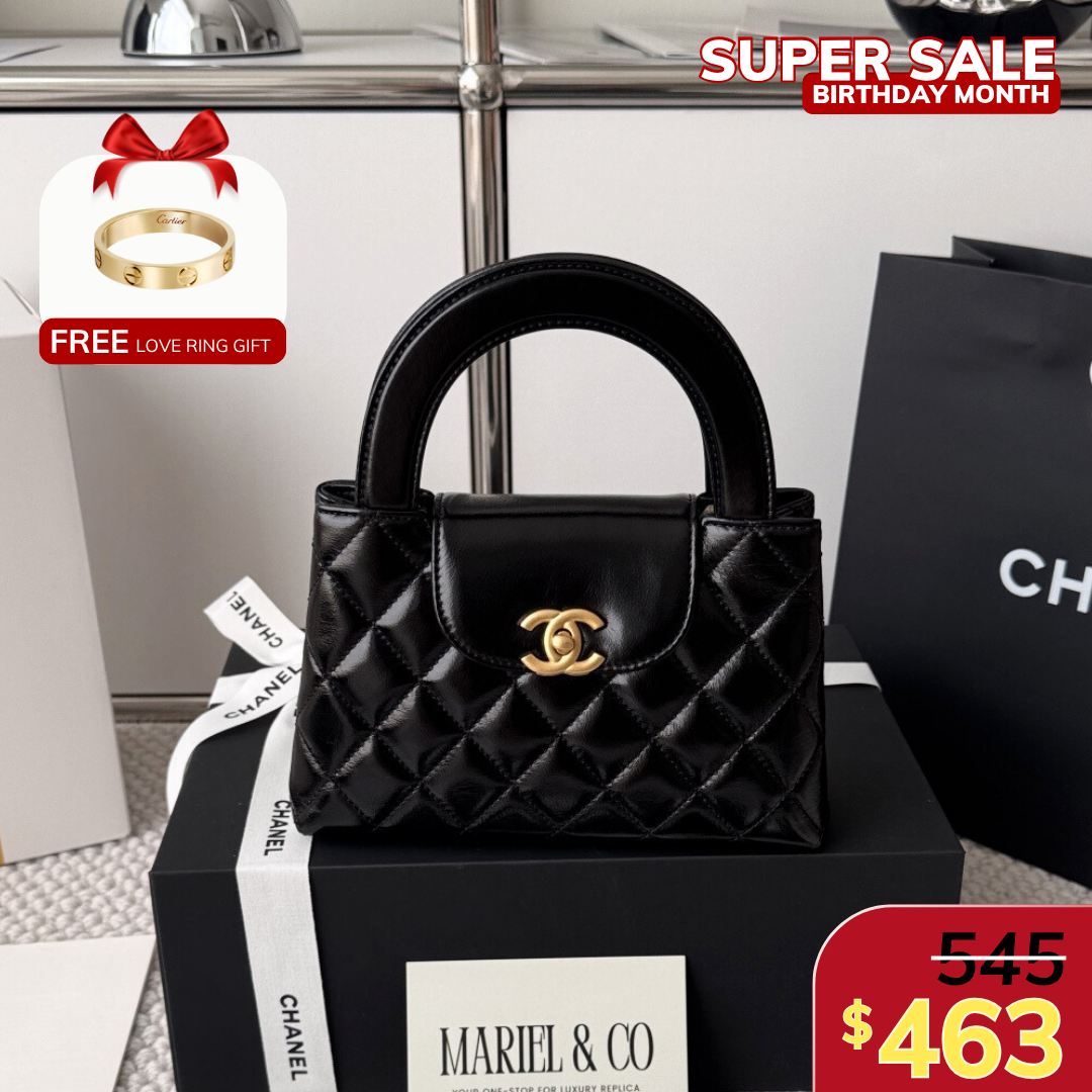 MINI KELLY BAG, LAMBSKIN – BLACK