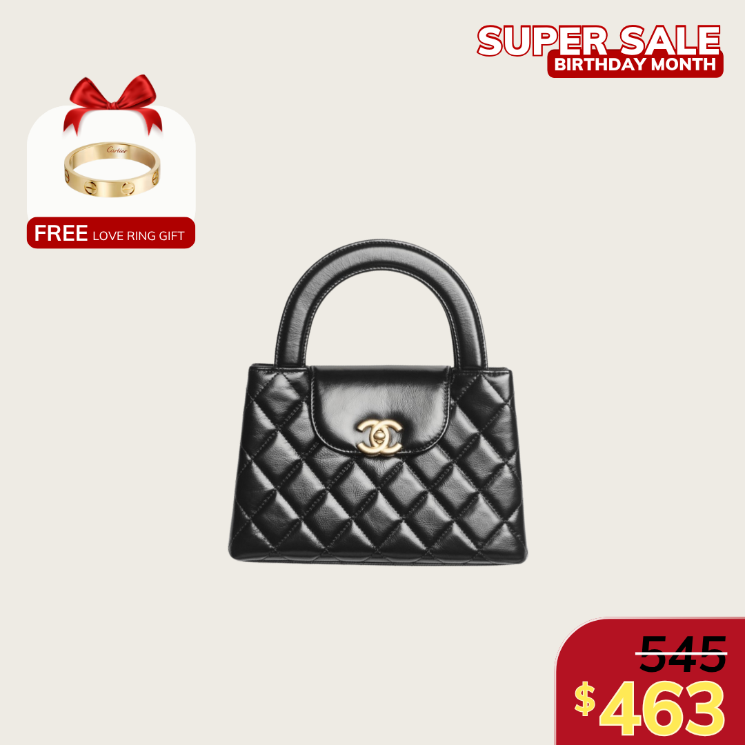 MINI KELLY BAG, LAMBSKIN – BLACK