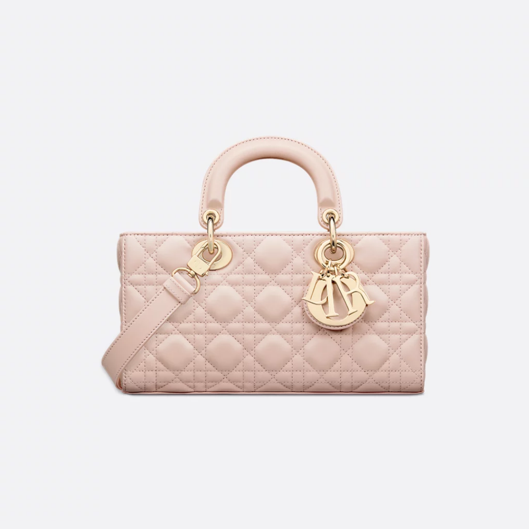 MEDIUM RECTANGULAR TOP HANDLE BAG, LAMBSKIN – POWDER PINK