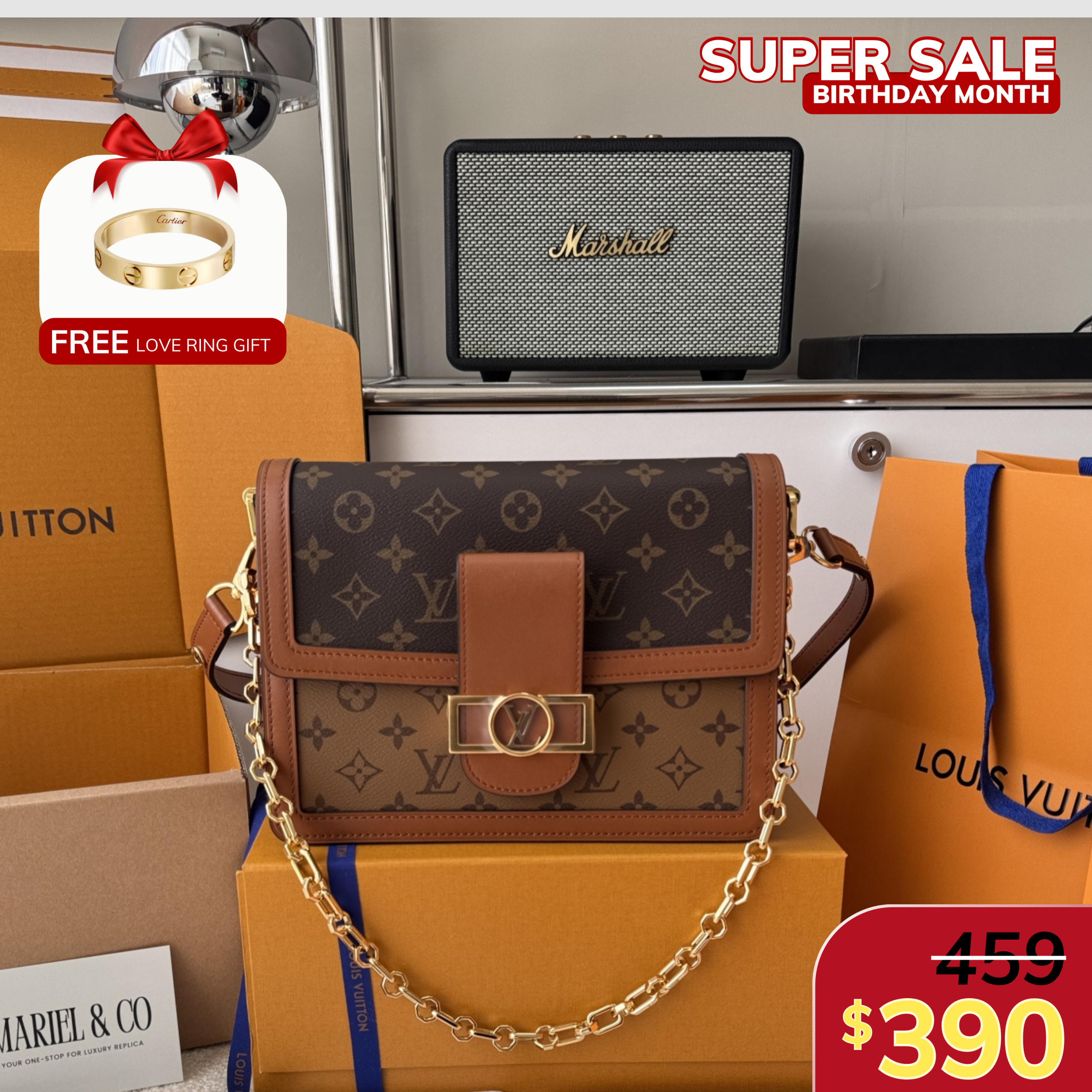 DAUPHINE MM, MONOGRAM AND MONOGRAM REVERSE COATED CANVAS – BROWN MONOGRAM