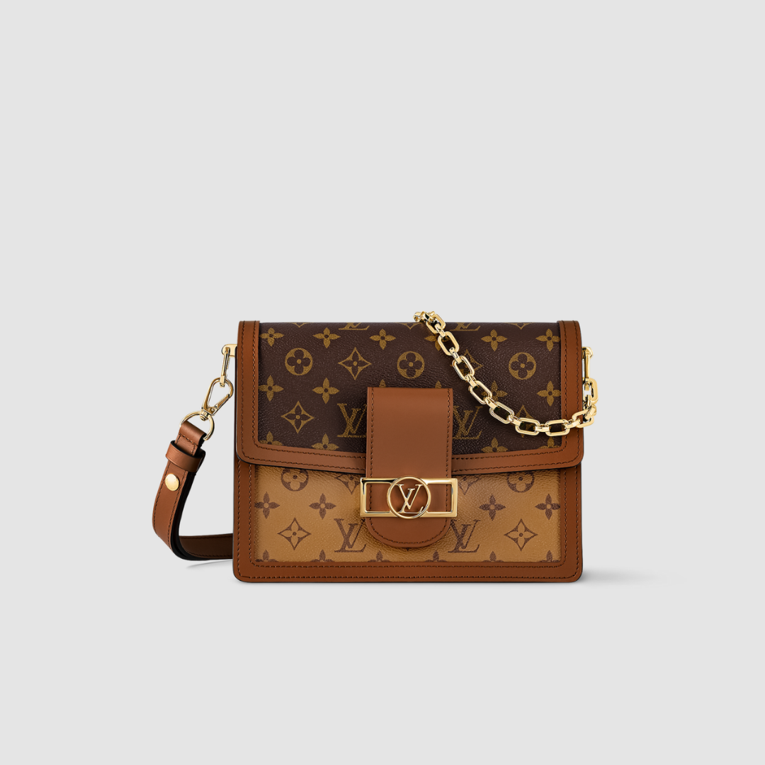 MEDIUM SHOULDER BAG, COATED CANVAS – BROWN