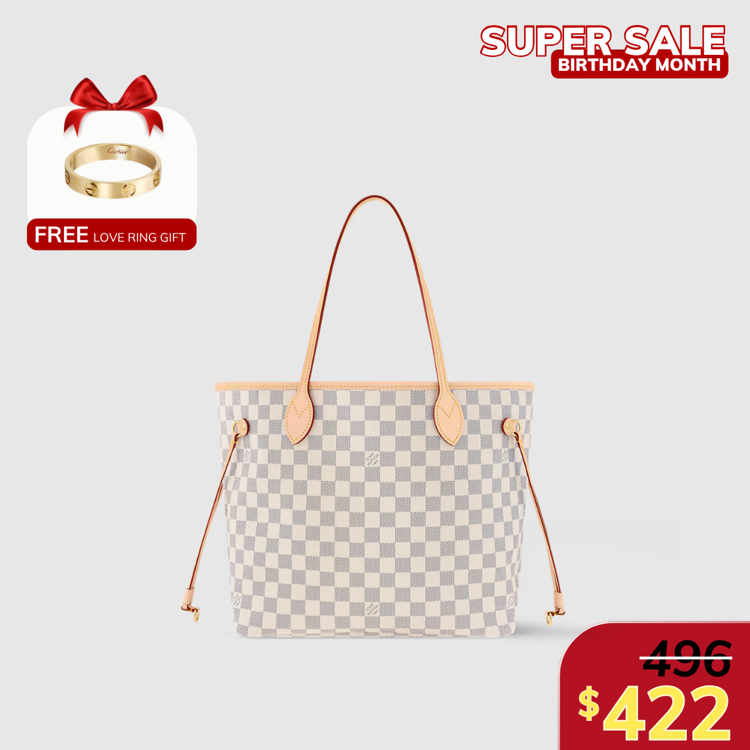 NEVERFULL MM, COATED CANVAS – DAMIER AZUR/ ROSE BALLERINE PINK