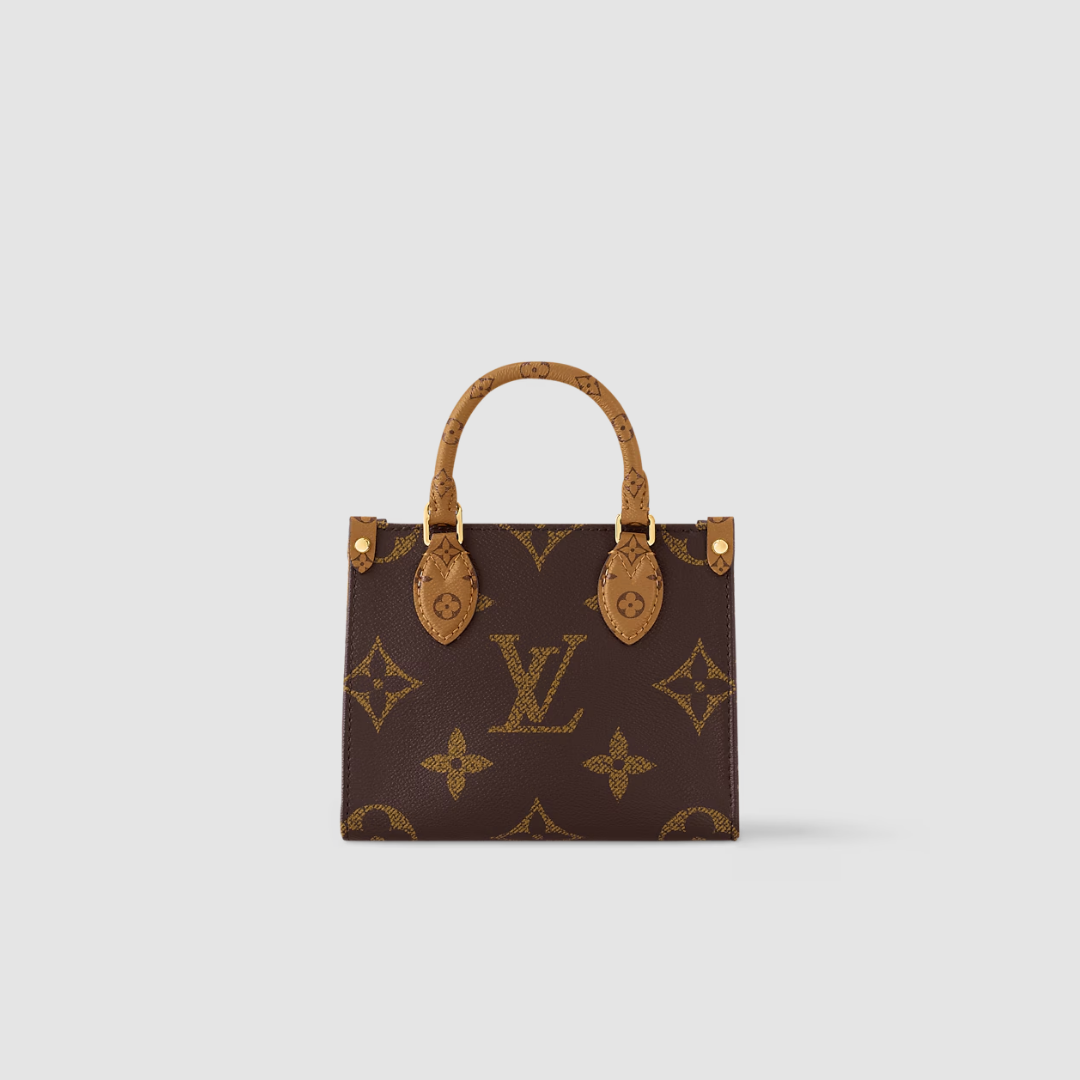 MINI TOTE BAG, COATED CANVAS – BROWN / CREAM