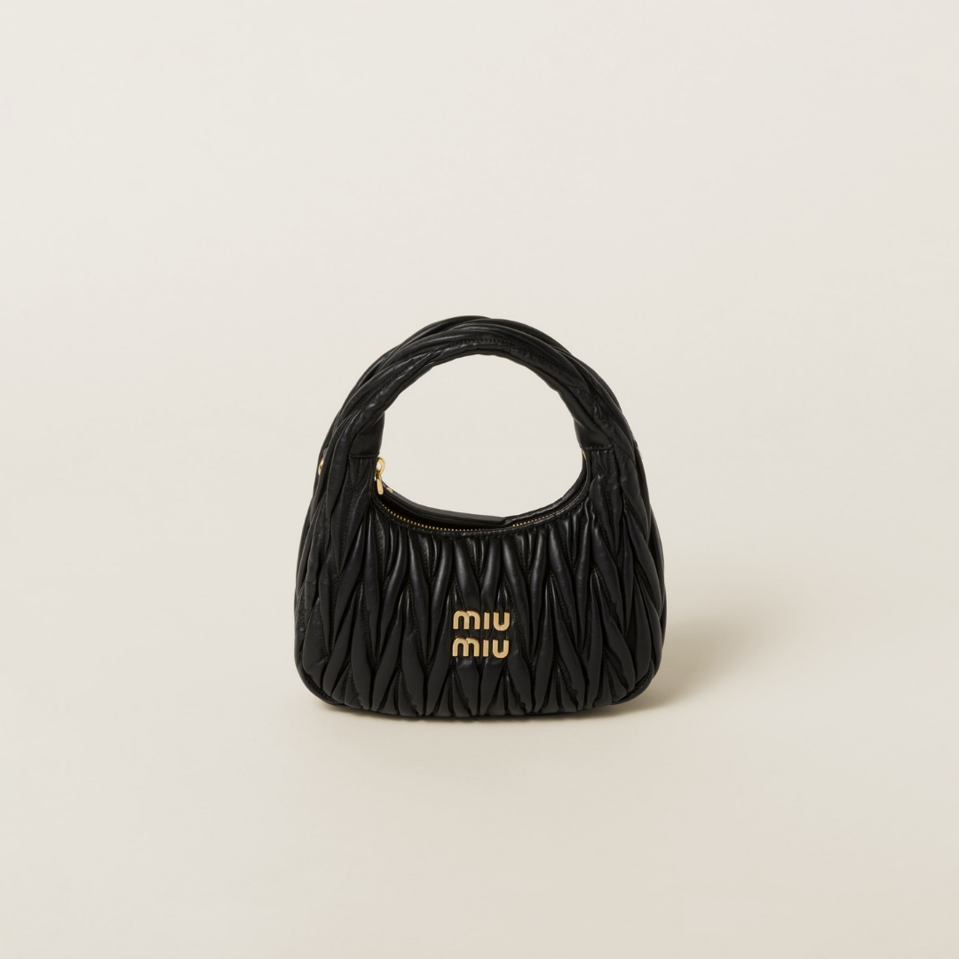 HOBO SHOULDER BAG, LAMBSKIN – BLACK