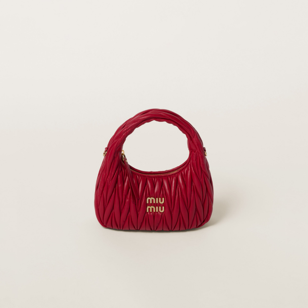 HOBO SHOULDER BAG, LAMBSKIN – RED