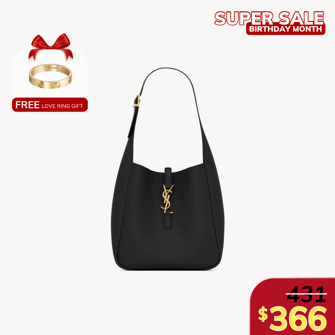 LE 5 À 7 SUPPLE SMALL, GRAINED LEATHER – BLACK