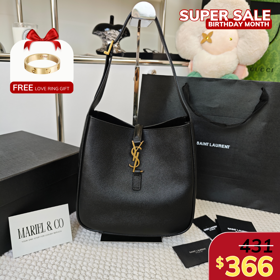 LE 5 À 7 SUPPLE SMALL, GRAINED LEATHER – BLACK