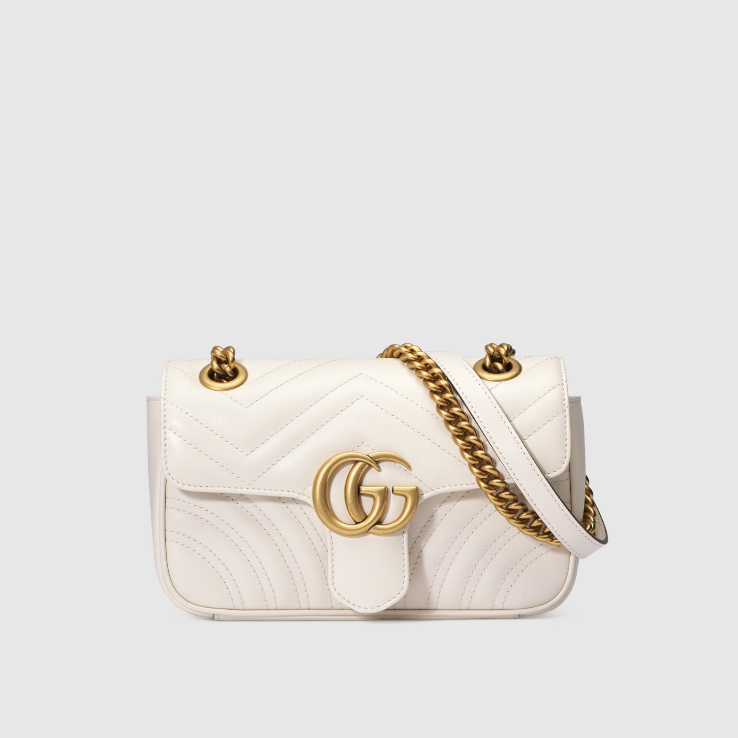 MARMONT MINI SHOULDER BAG, MATELASSÉ CHEVRON LEATHER – WHITE
