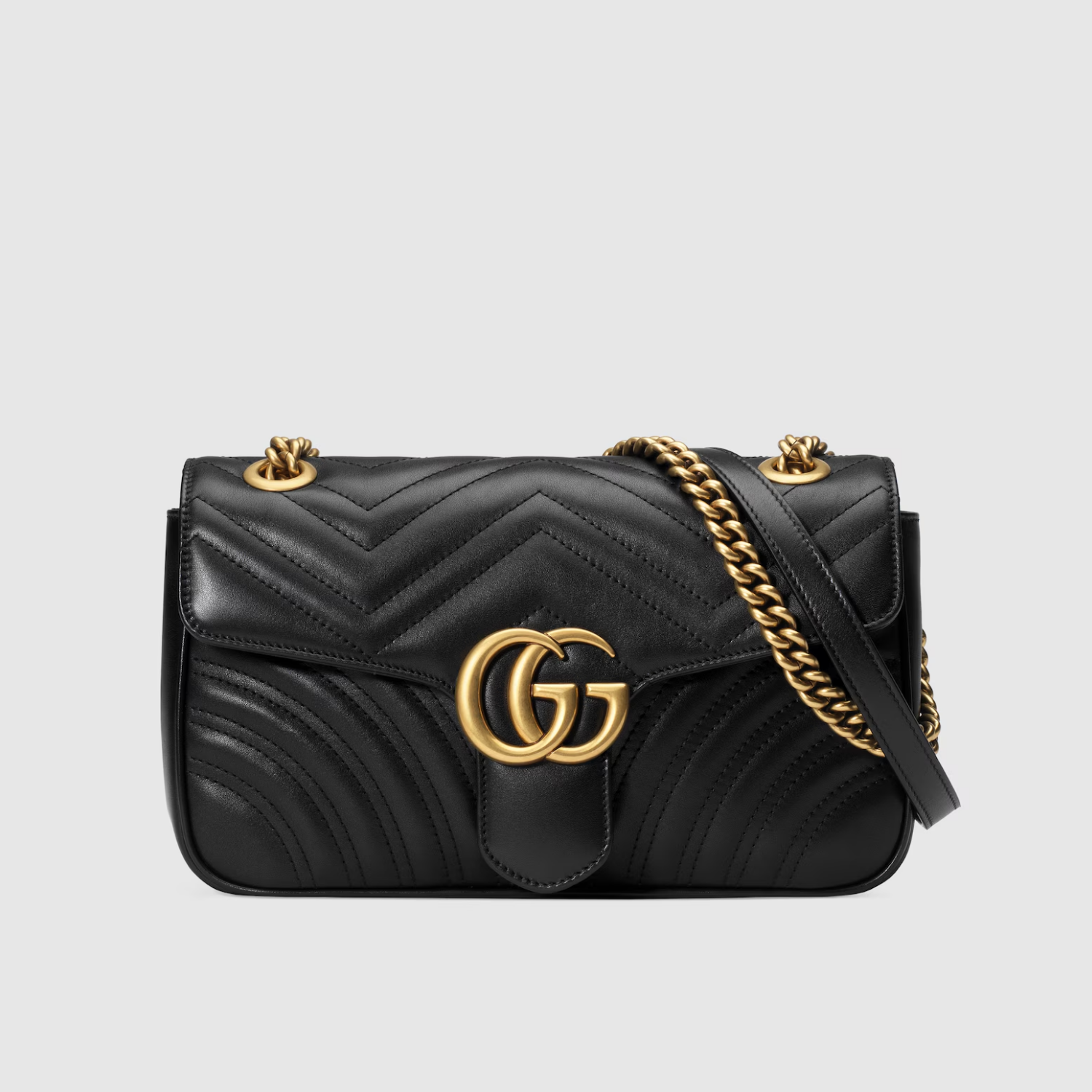 MARMONT SMALL SHOULDER BAG, MATELASSÉ CHEVRON LEATHER – BLACK