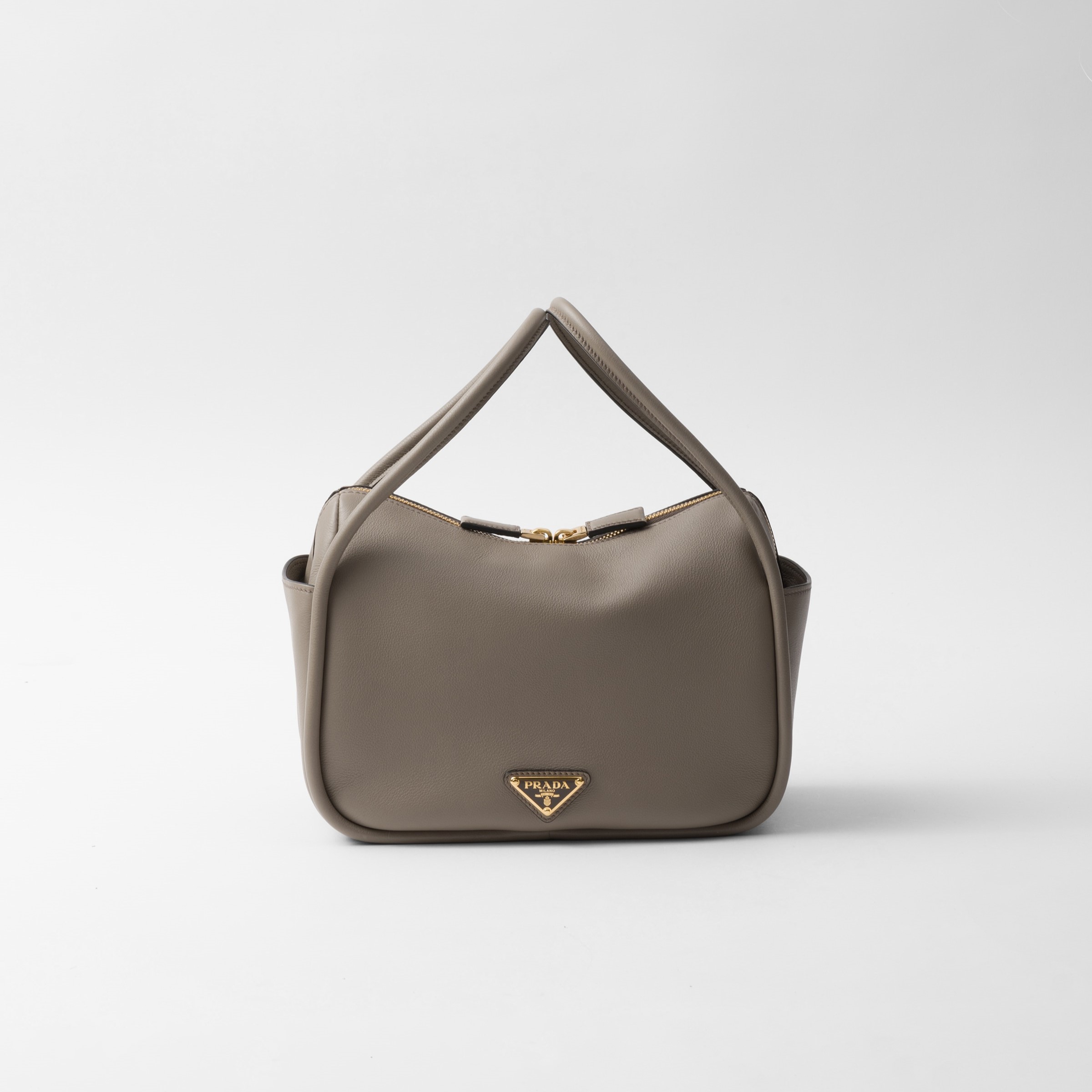 LEATHER HANDBAG, CALFSKIN – CLAY