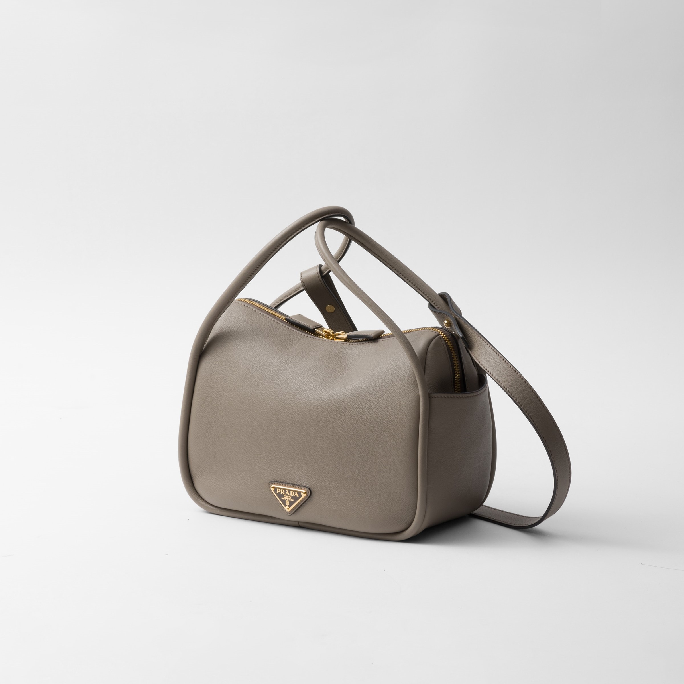 LEATHER HANDBAG, CALFSKIN – CLAY