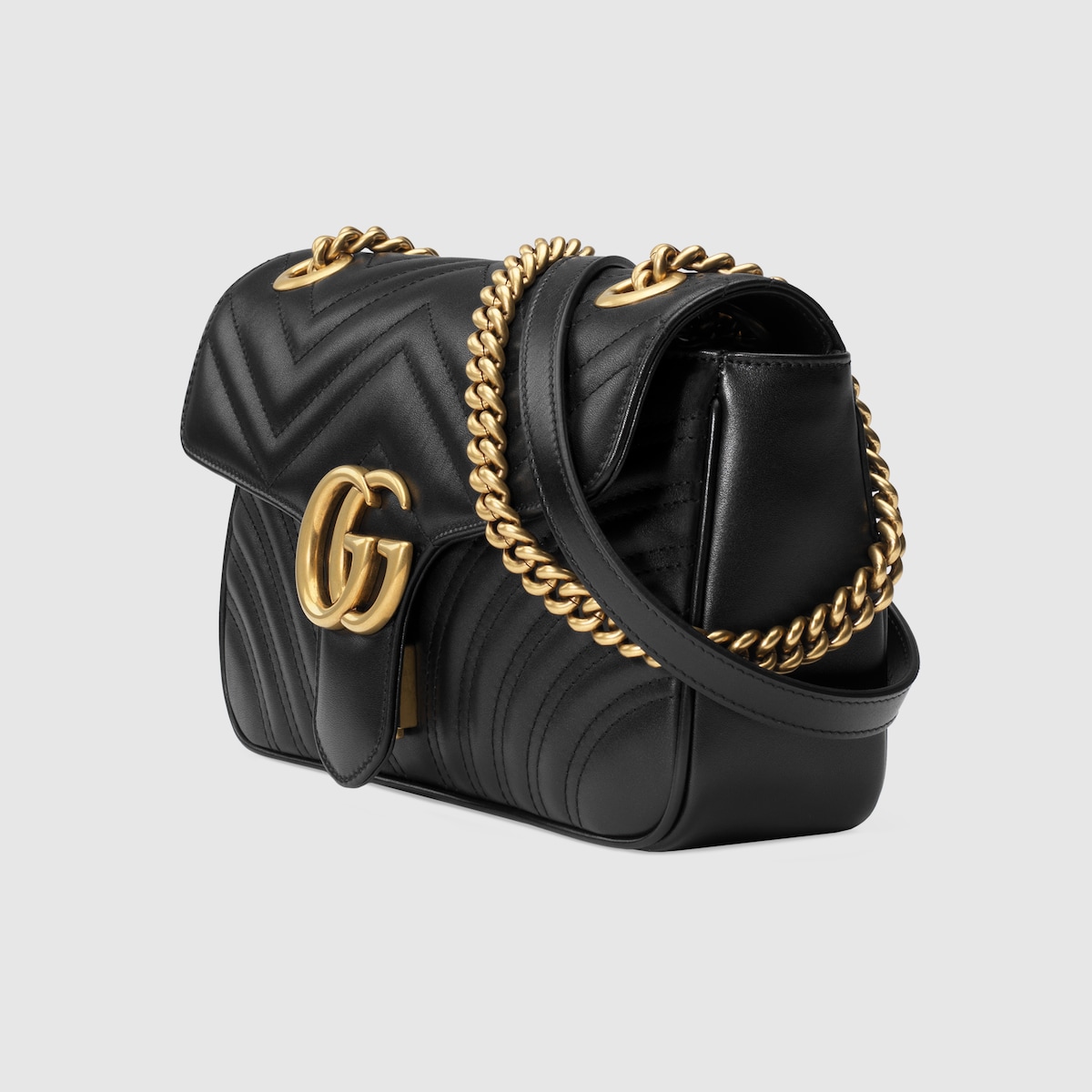 MARMONT SMALL SHOULDER BAG, MATELASSÉ CHEVRON LEATHER – BLACK