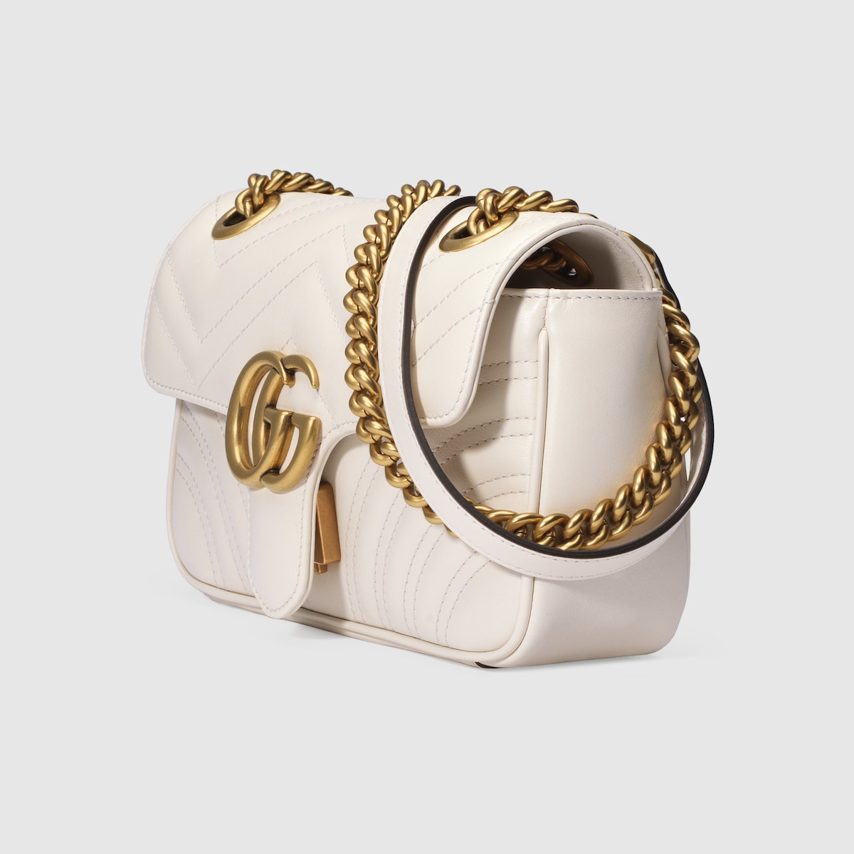 MARMONT MINI SHOULDER BAG, MATELASSÉ CHEVRON LEATHER – WHITE