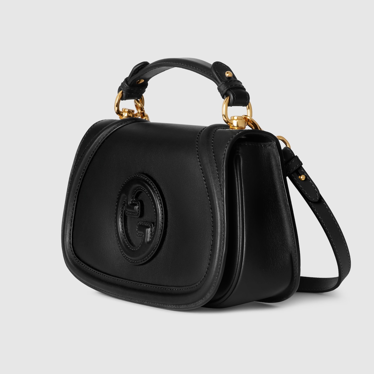 BLONDIE MEDIUM TOP HANDLE BAG, SMOOTH LEATHER – BLACK