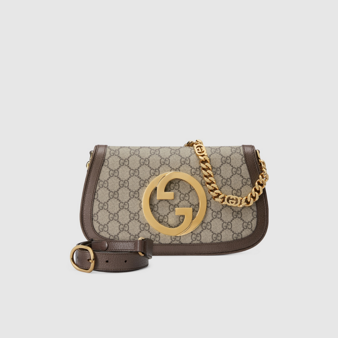 SMALL SHOULDER BAG, BROWN LEATHER – BEIGE AND EBONY