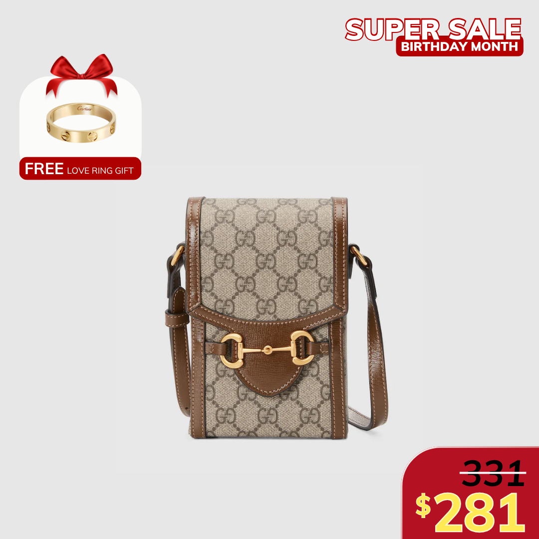 HORSEBIT 1955 MINI BAG, BROWN LEATHER – BEIGE/ EBONY