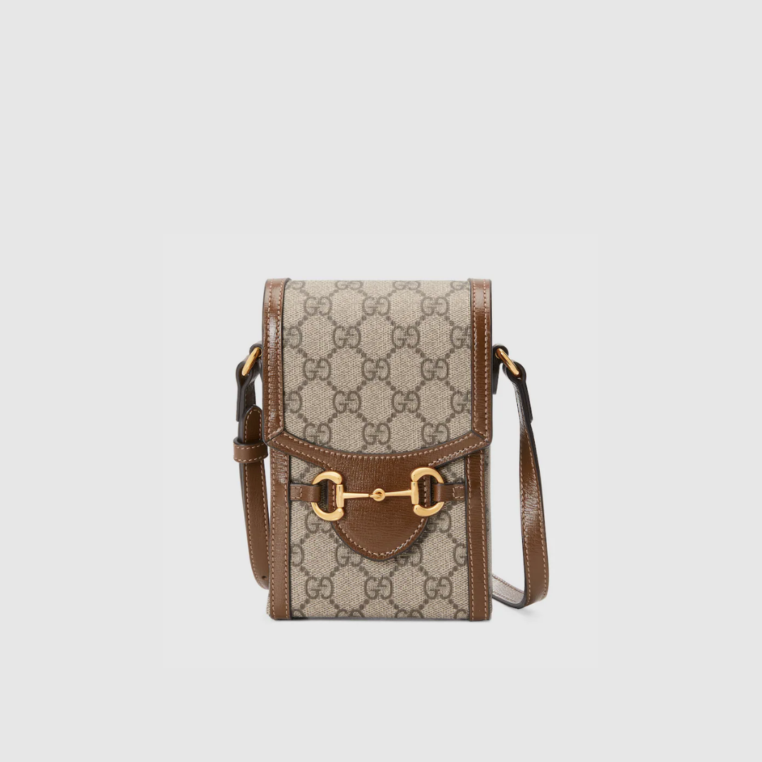 MINI BAG, BROWN LEATHER – BEIGE / EBONY