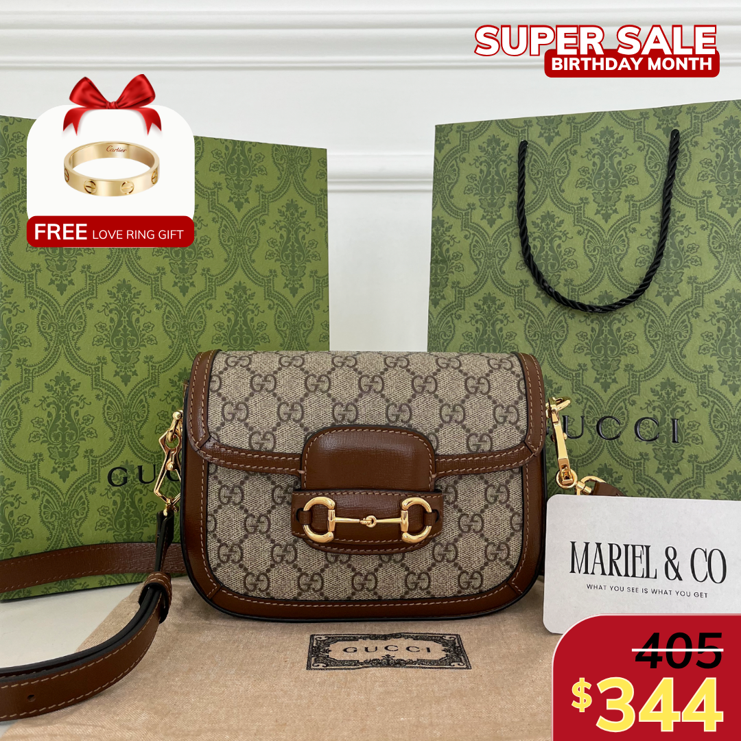 HORSEBIT 1955 MINI SHOULDER BAG, BROWN LEATHER – BEIGE/ EBONY
