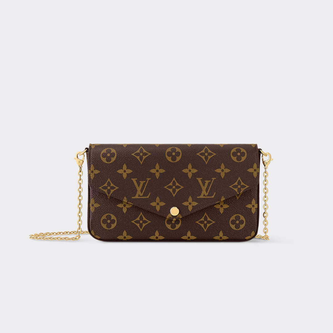 POCHETTE BAG, COATED CANVAS – BROWN
