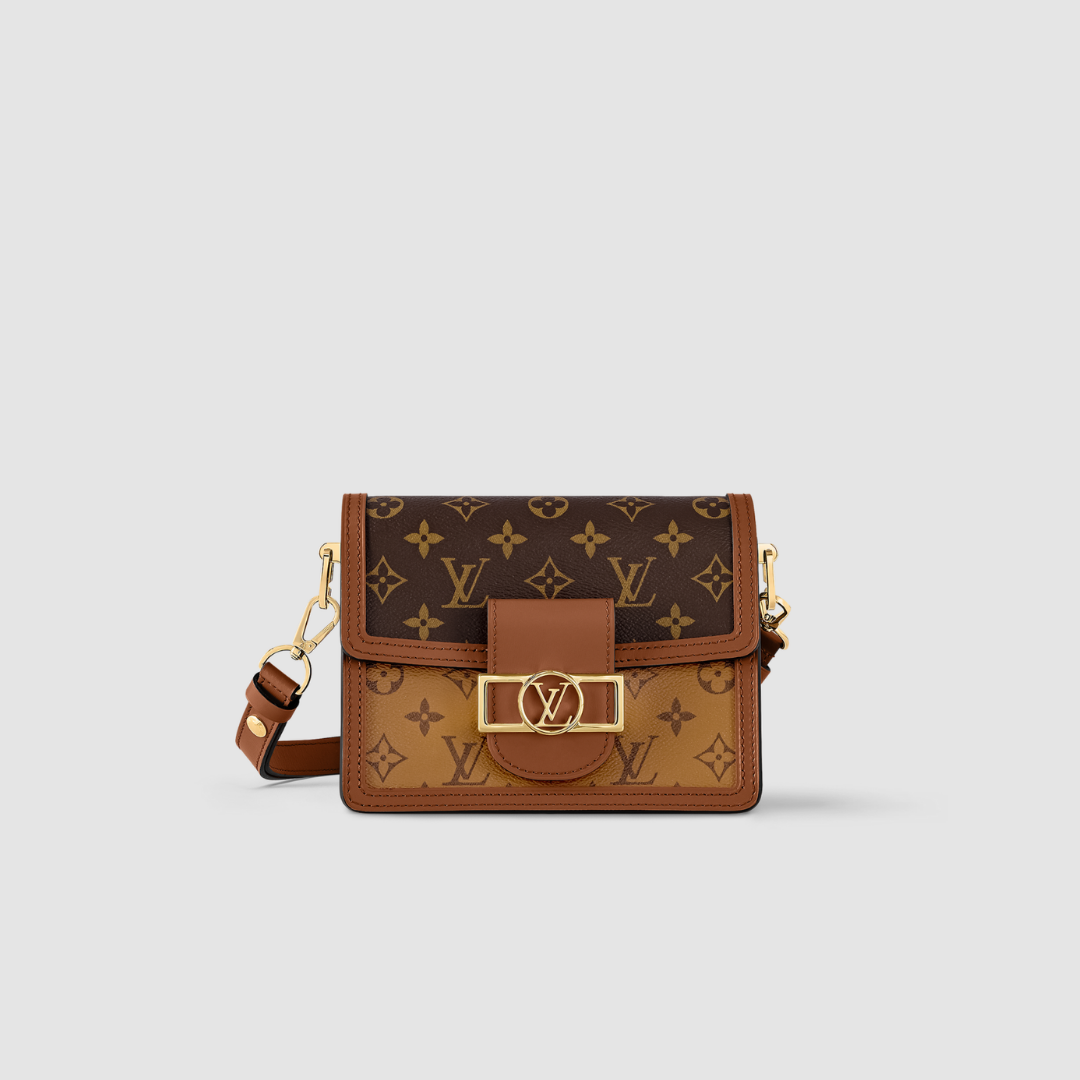 MINI SHOULDER BAG, COATED CANVAS – BROWN