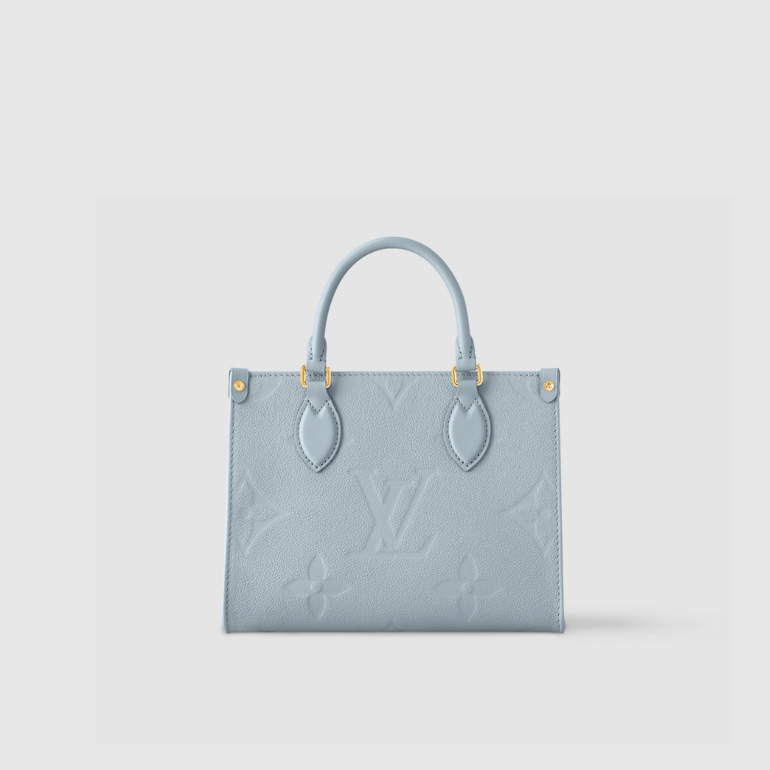 SMALL TOTE BAG, GRAINED LEATHER – BLUE