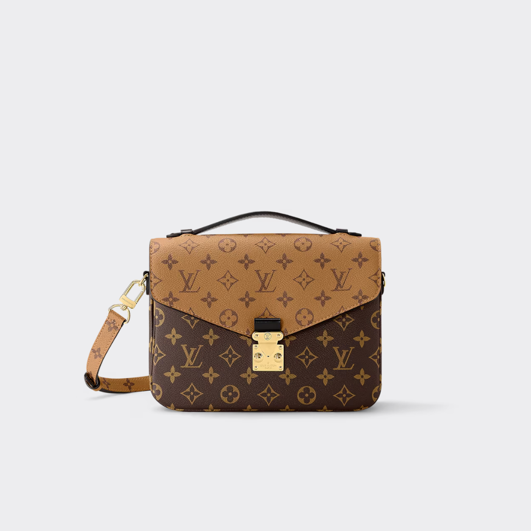 POCHETTE BAG, COATED CANVAS – BROWN / BEIGE
