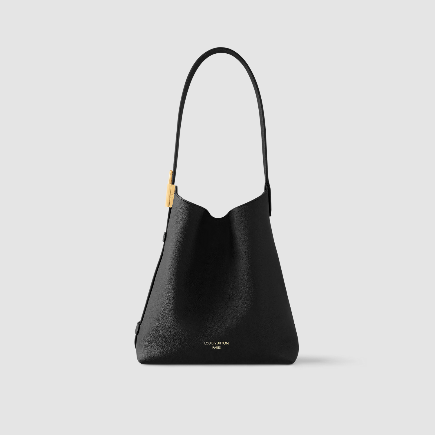 SMALL HOBO BAG, SMOOTH CALFSKIN – BLACK