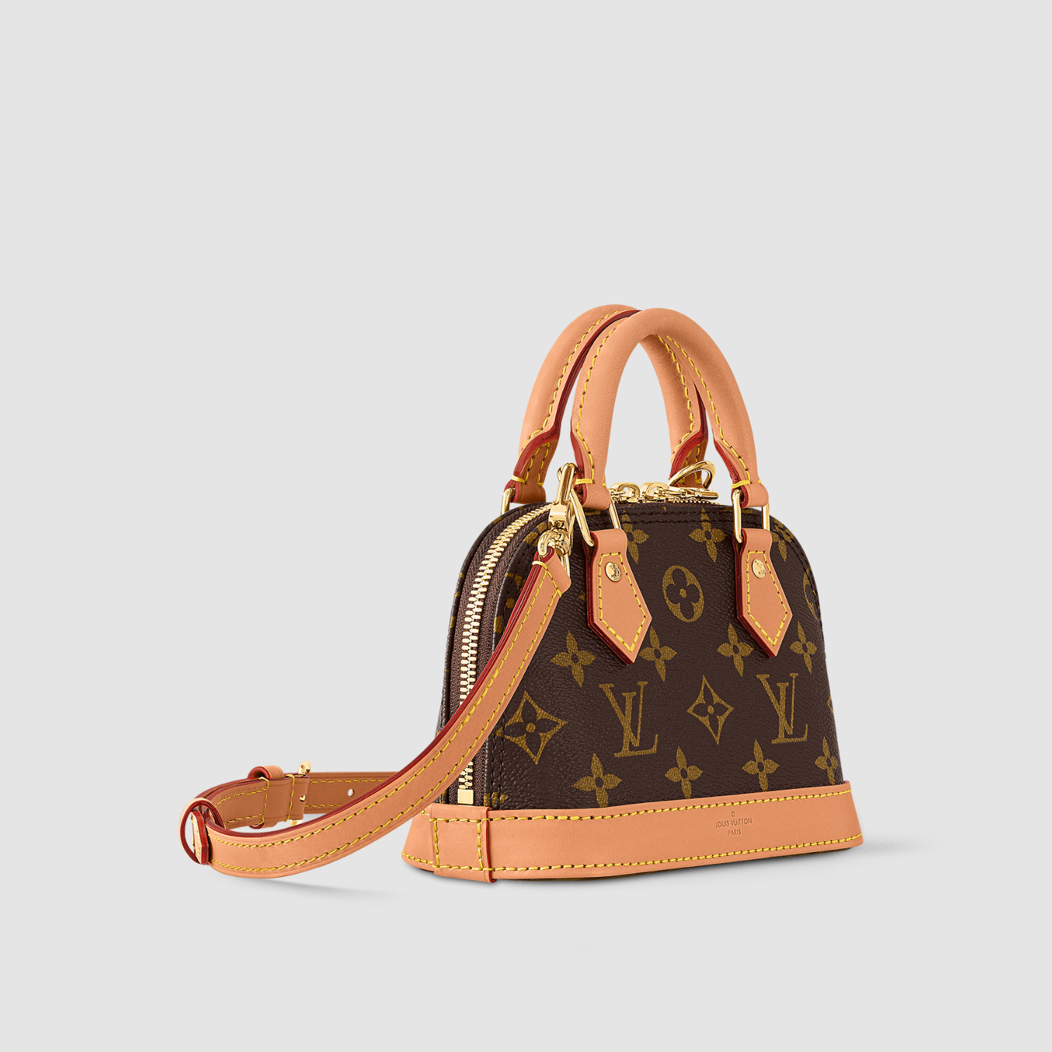 MINI TOP HANDLE BAG, COATED CANVAS – BROWN