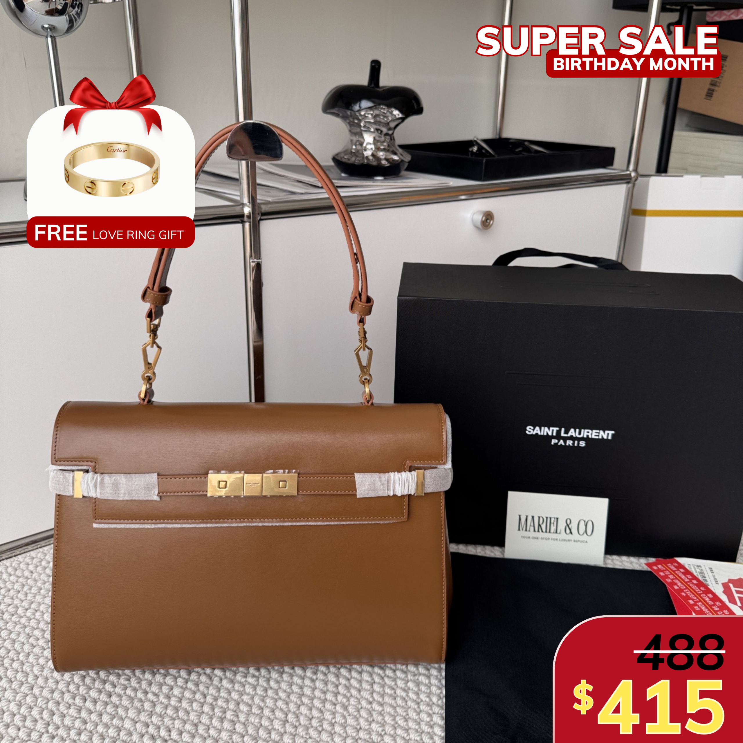 MANHATTAN TOP-HANDLE, CALFSKIN – FOX
