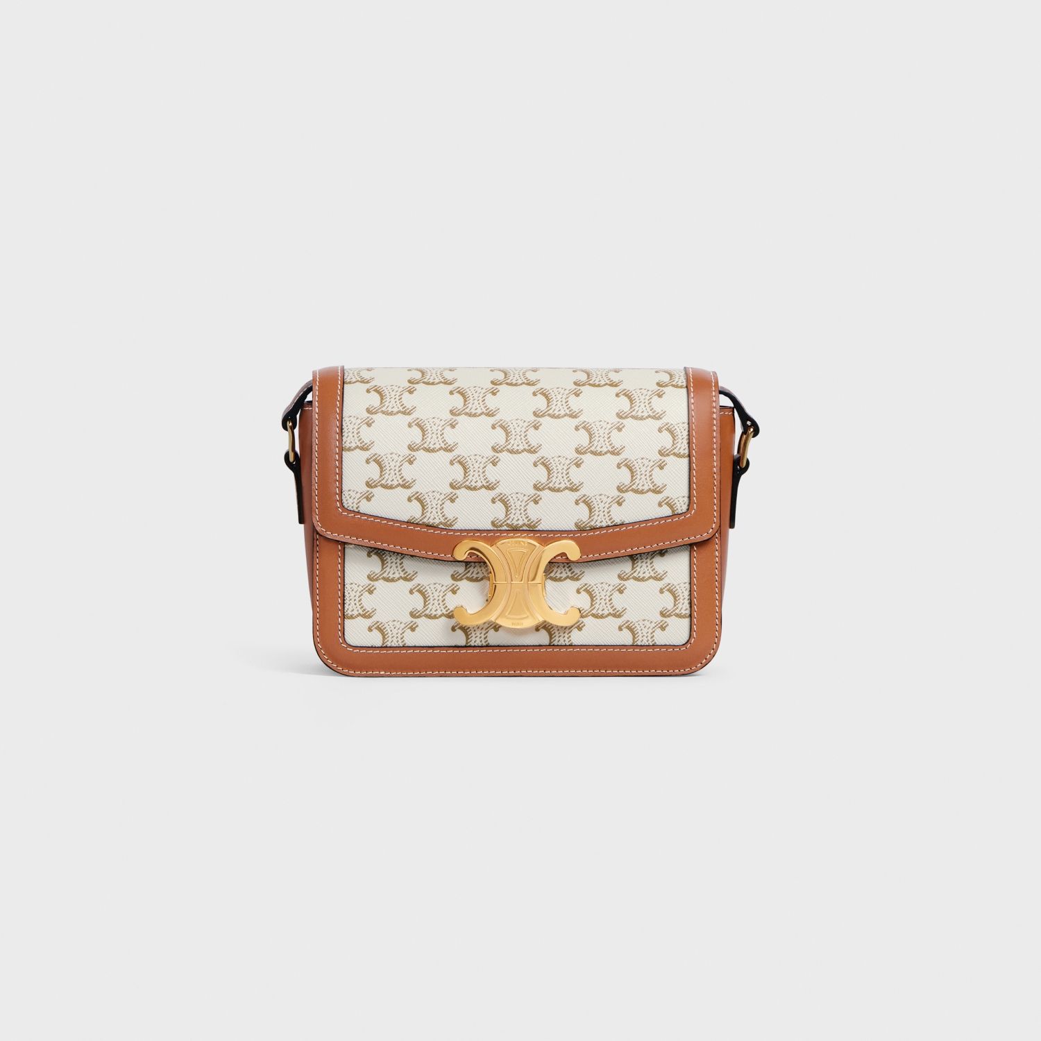 TEEN SHOULDER BAG, CANVAS AND CALFSKIN – WHITE