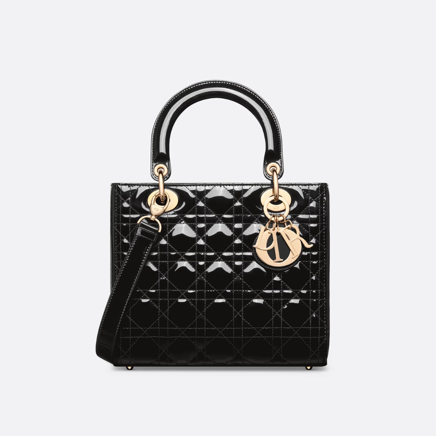 MEDIUM TOP HANDLE BAG, PATENT CALFSKIN – BLACK