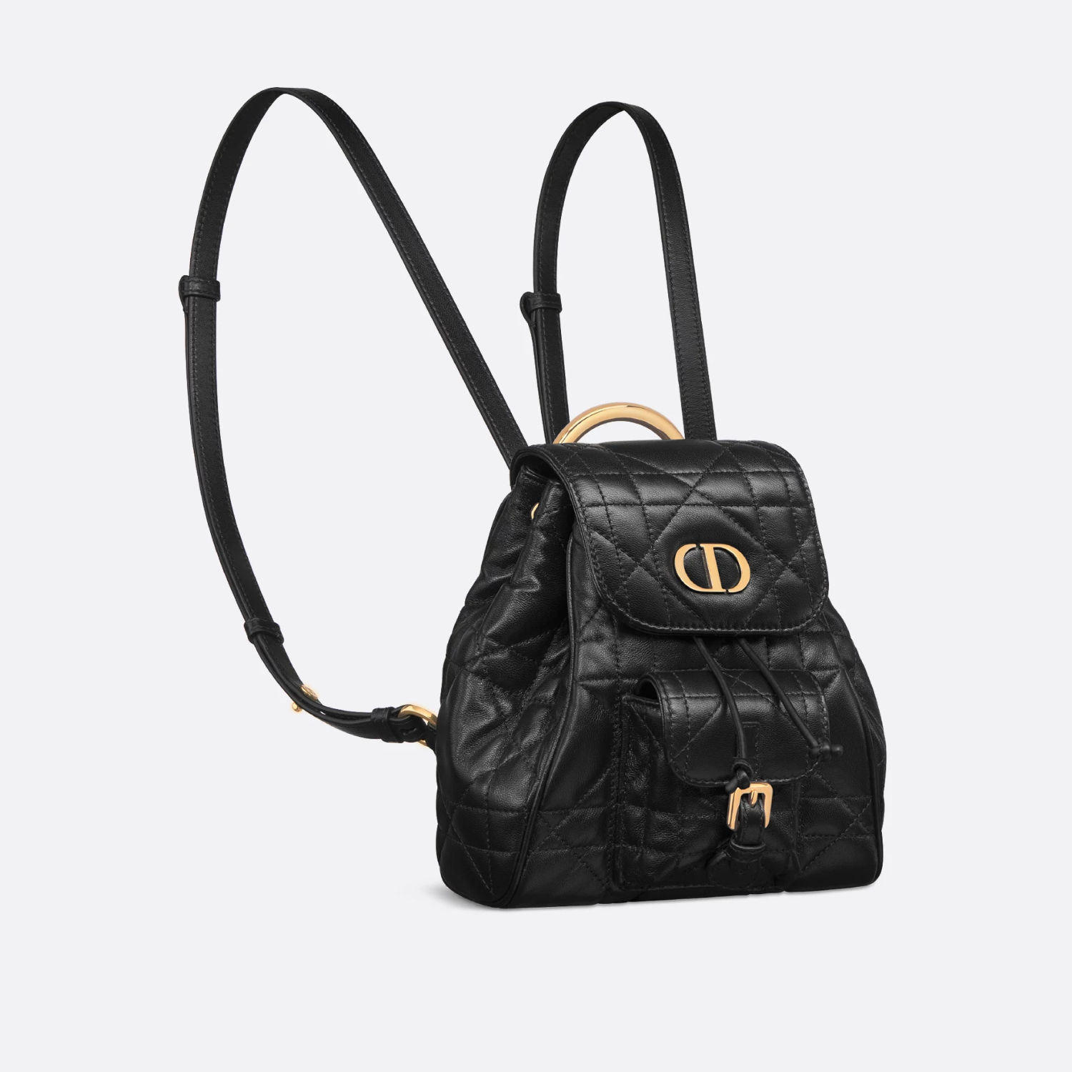 SMALL CARO BACKPACK, LAMBSKIN & CALFSKIN – BLACK