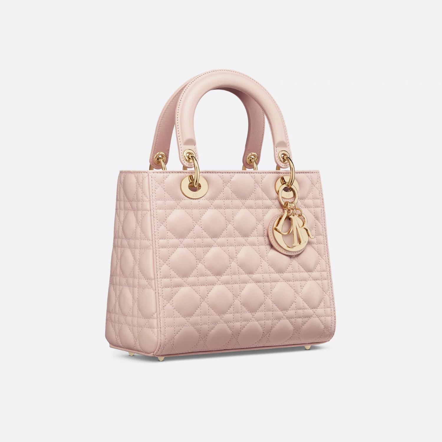 MEDIUM LADY D BAG, CANNAGE LAMBSKIN – POWDER PINK