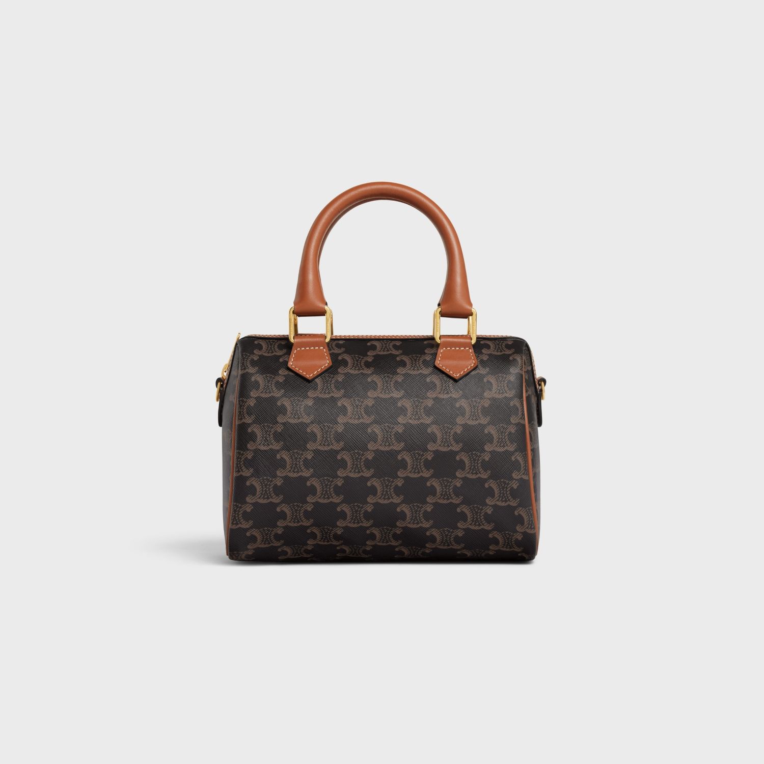 SMALL BARREL BAG, CANVAS AND CALFSKIN – TAN