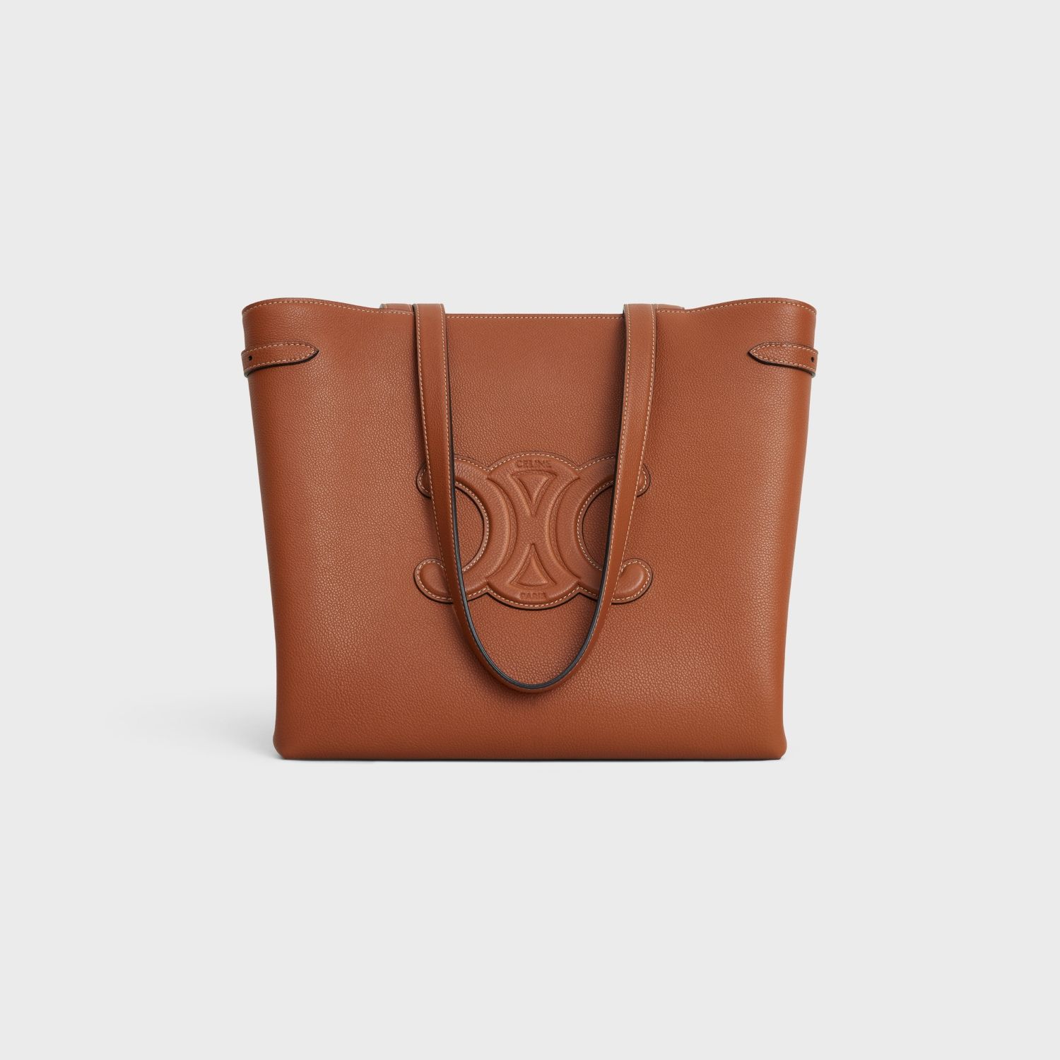 MEDIUM CABAS TOTE BAG, GRAINED CALFSKIN – TAN