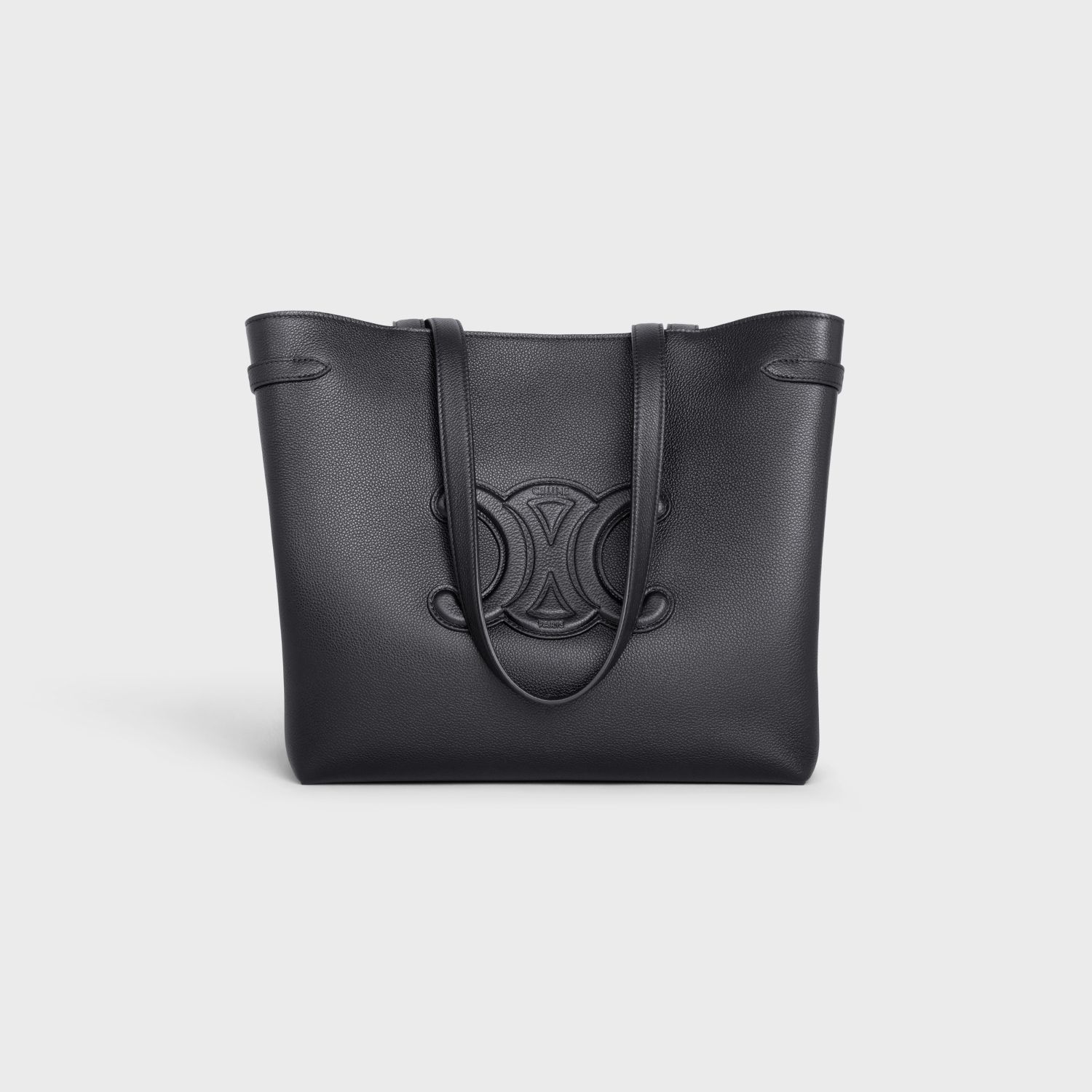 MEDIUM CABAS TOTE BAG, GRAINED CALFSKIN – BLACK