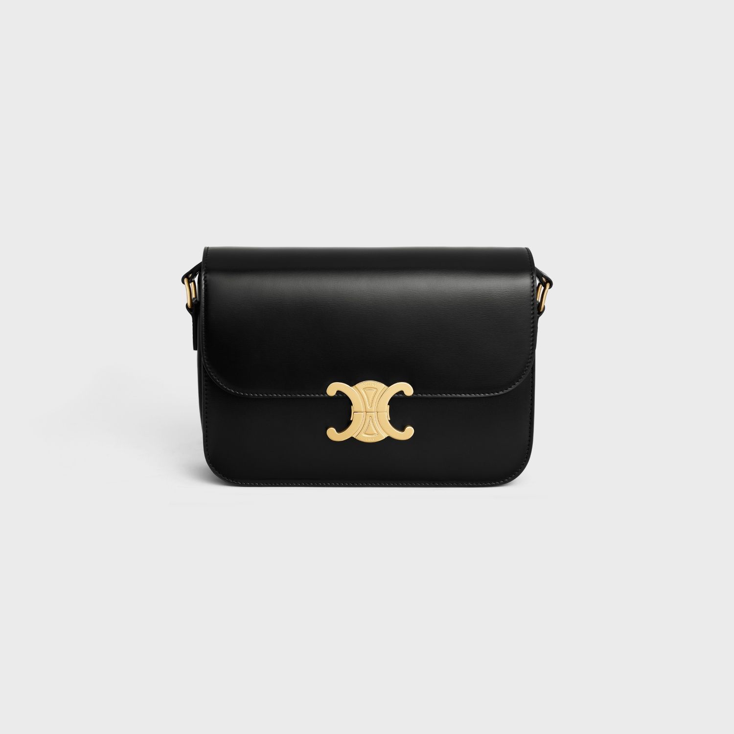 CLASSIQUE TRIOMPHE BAG, SHINY CALFSKIN – BLACK