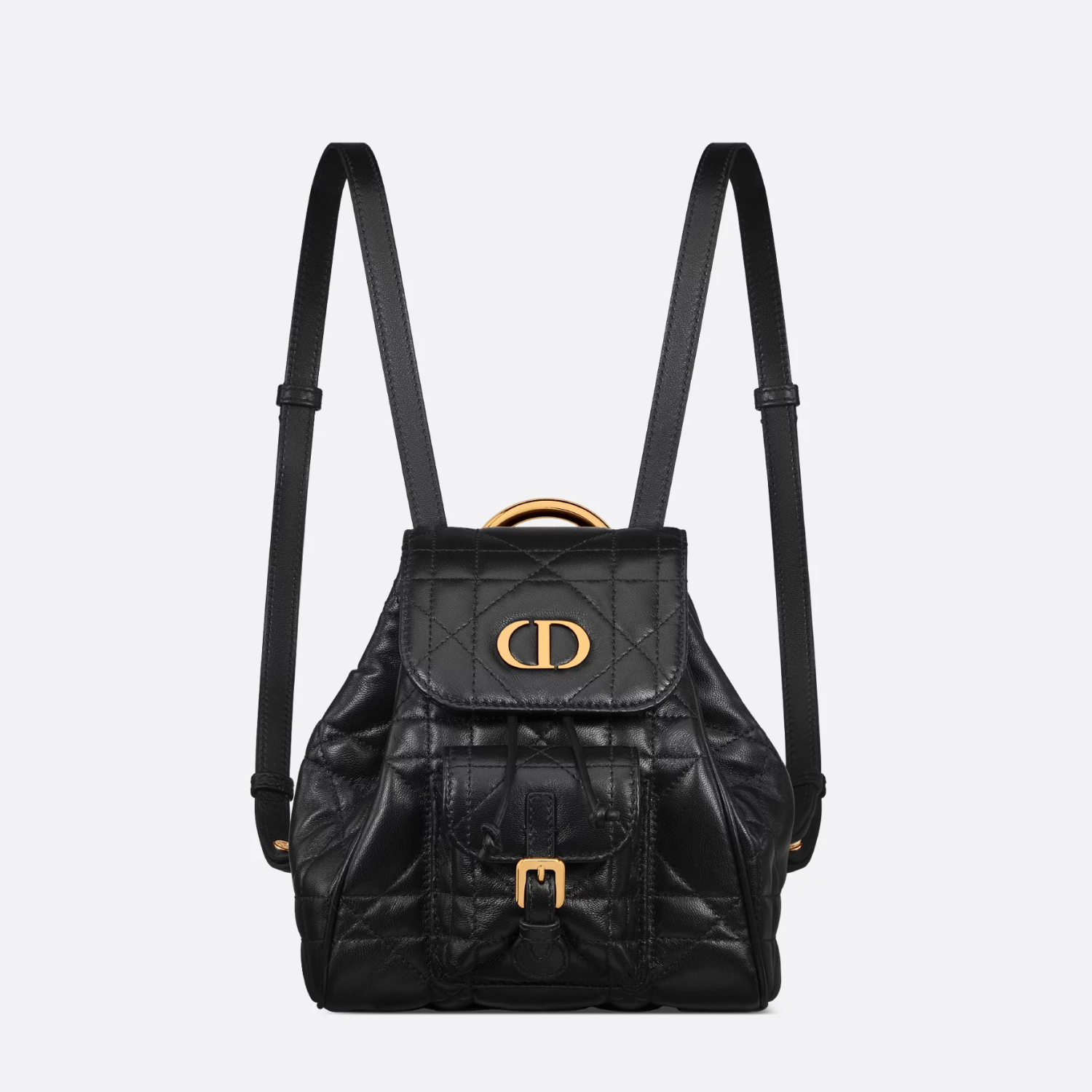 SMALL CARO BACKPACK, LAMBSKIN & CALFSKIN – BLACK