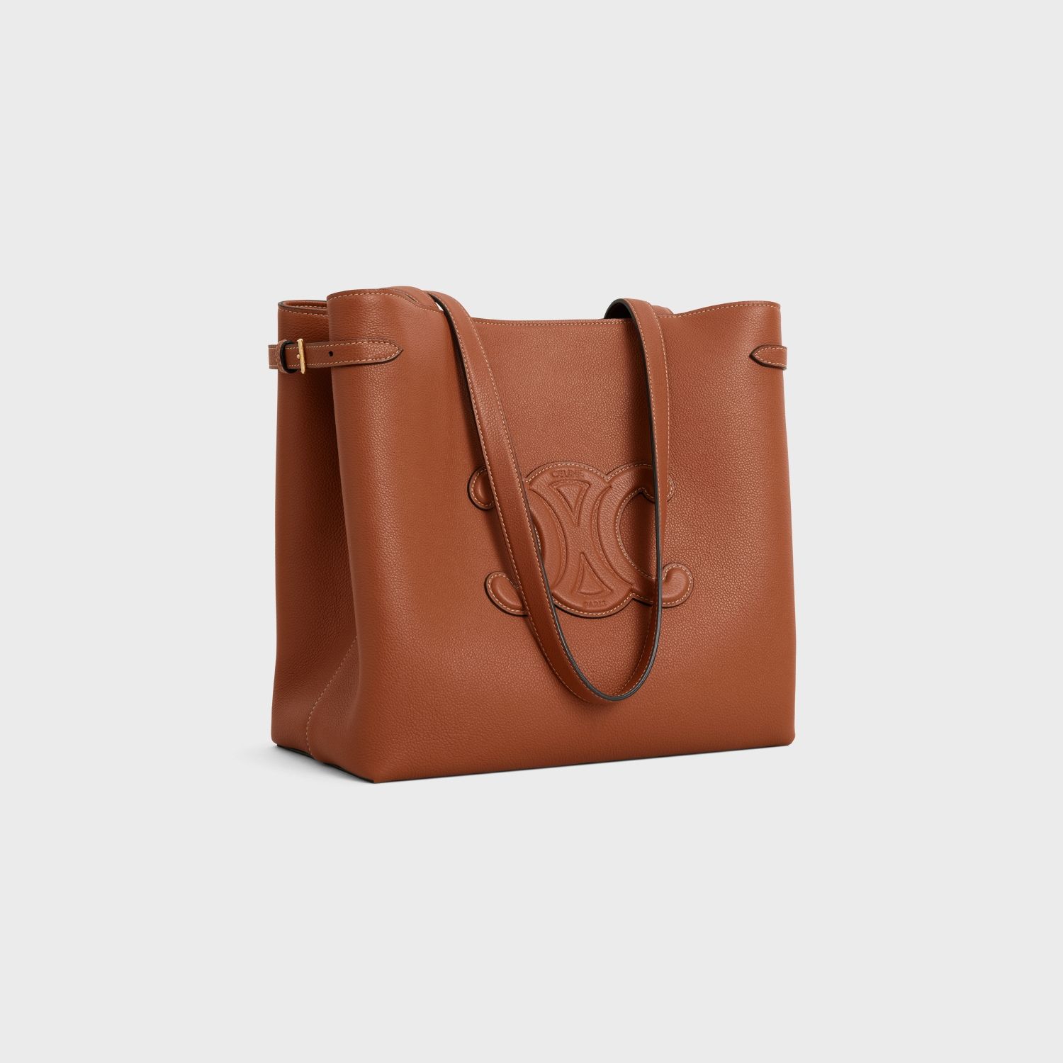 MEDIUM CABAS TOTE BAG, GRAINED CALFSKIN – TAN
