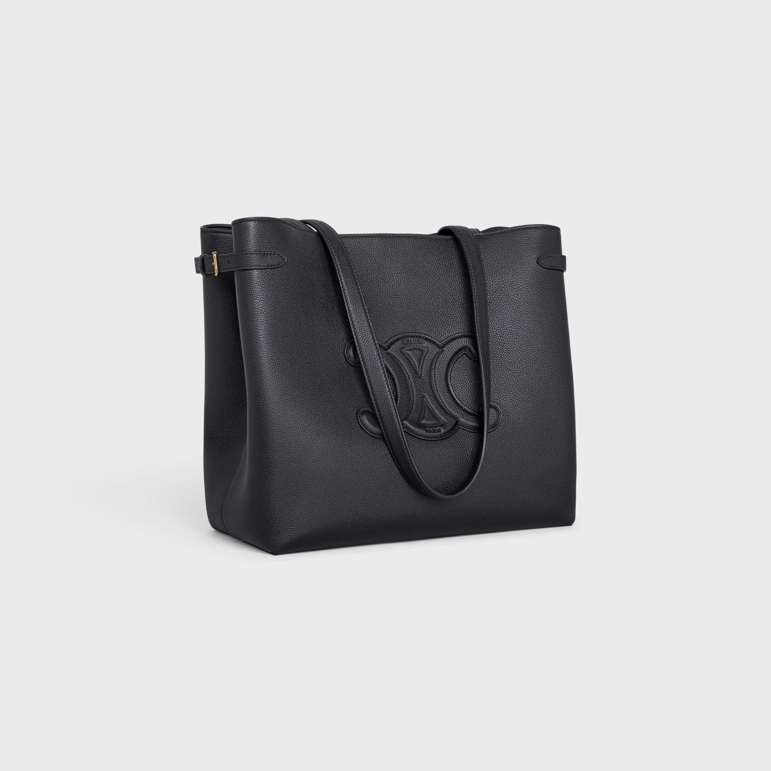 MEDIUM CABAS TOTE BAG, GRAINED CALFSKIN – BLACK