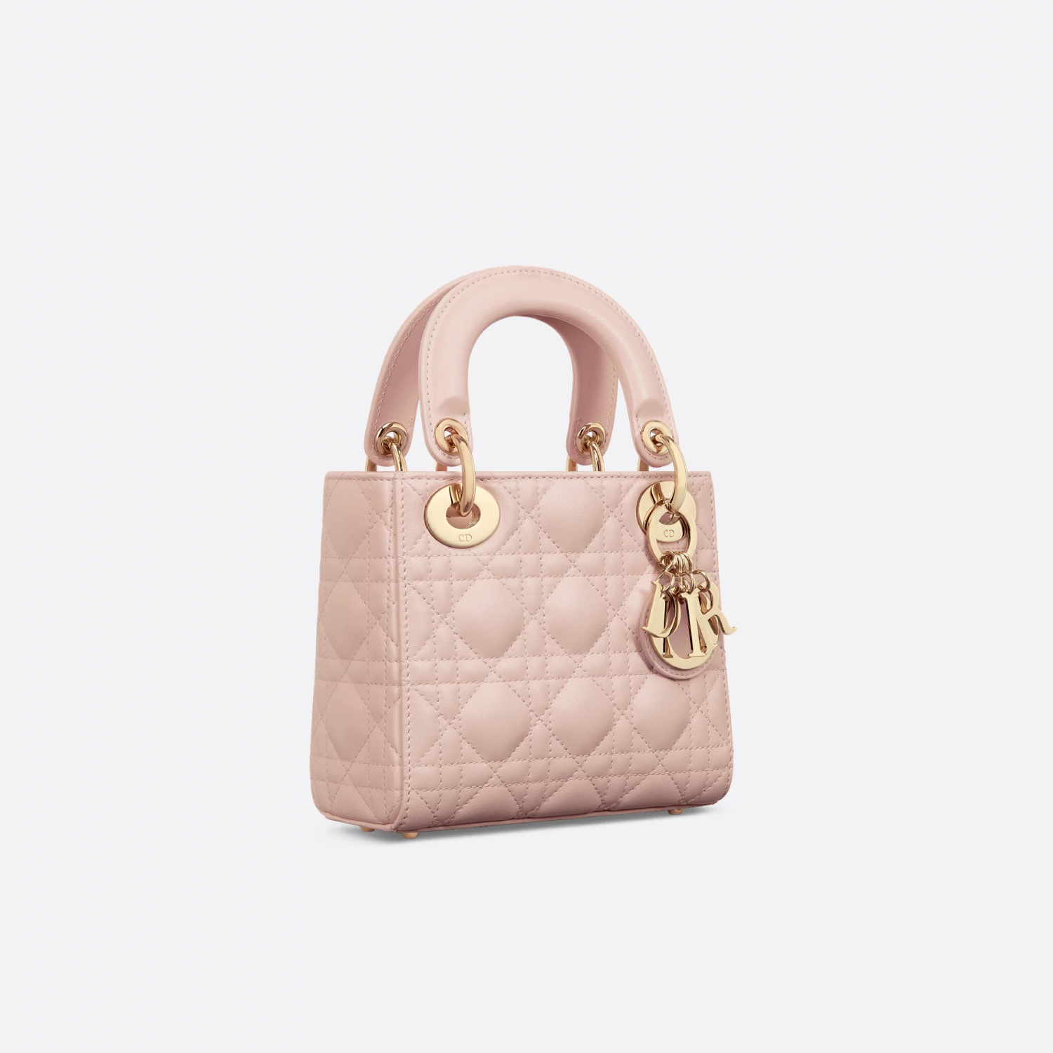 MINI LADY D BAG, CANNAGE LAMBSKIN – POWDER PINK