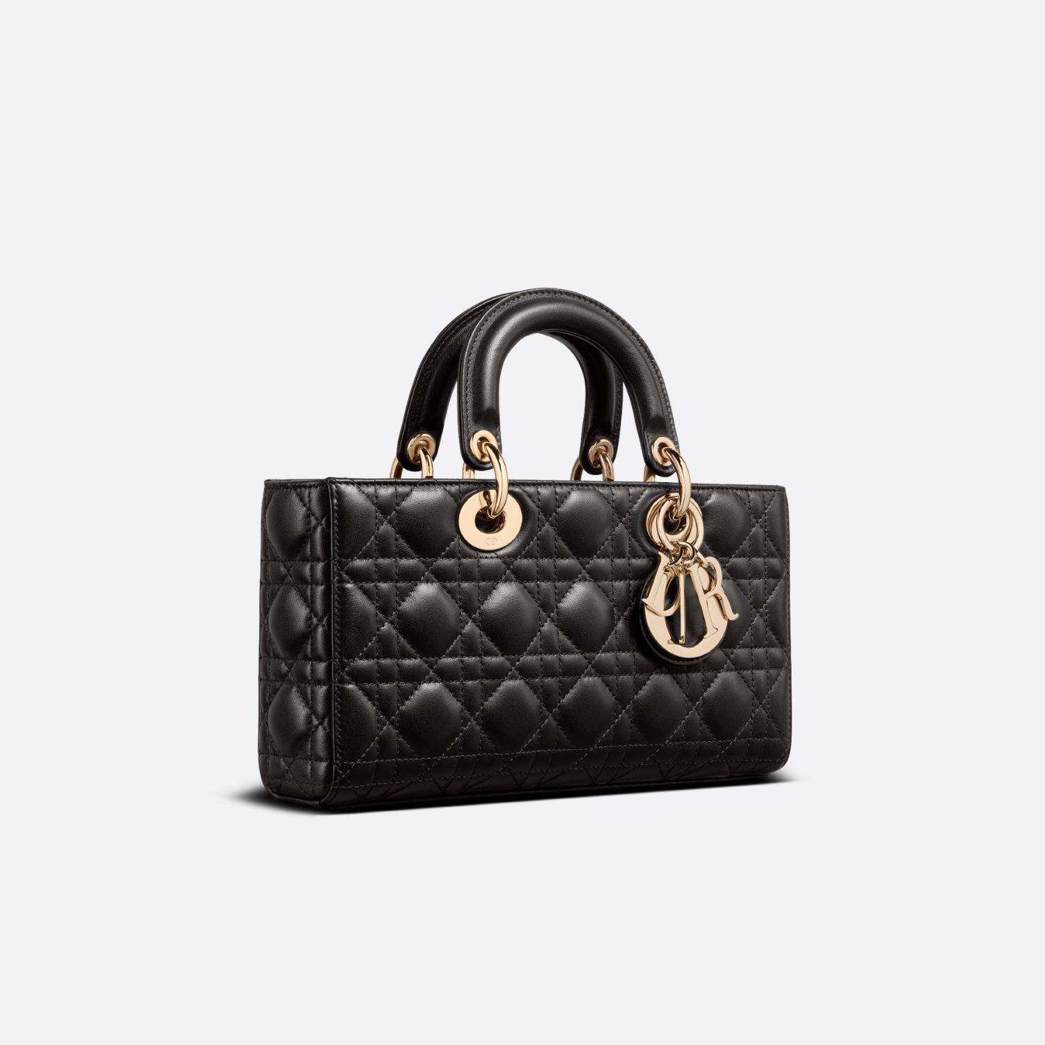MEDIUM RECTANGULAR TOP HANDLE BAG, LAMBSKIN – BLACK