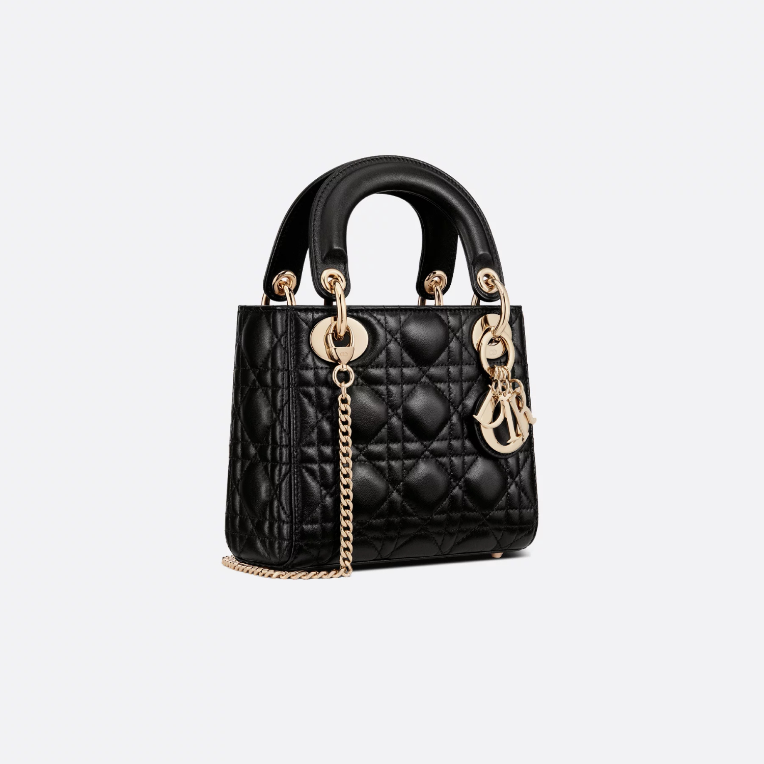 MINI TOP HANDLE BAG, LAMBSKIN – BLACK