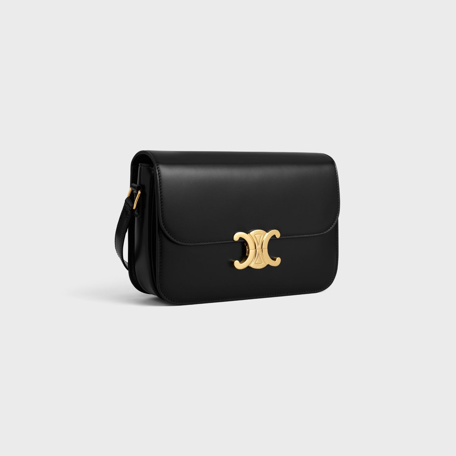 CLASSIQUE TRIOMPHE BAG, SHINY CALFSKIN – BLACK