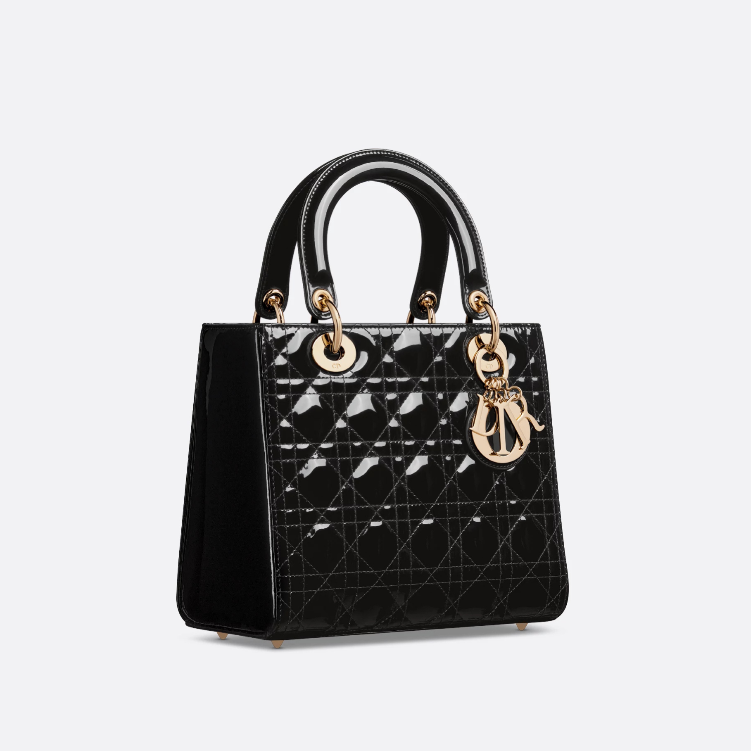 MEDIUM TOP HANDLE BAG, PATENT CALFSKIN – BLACK