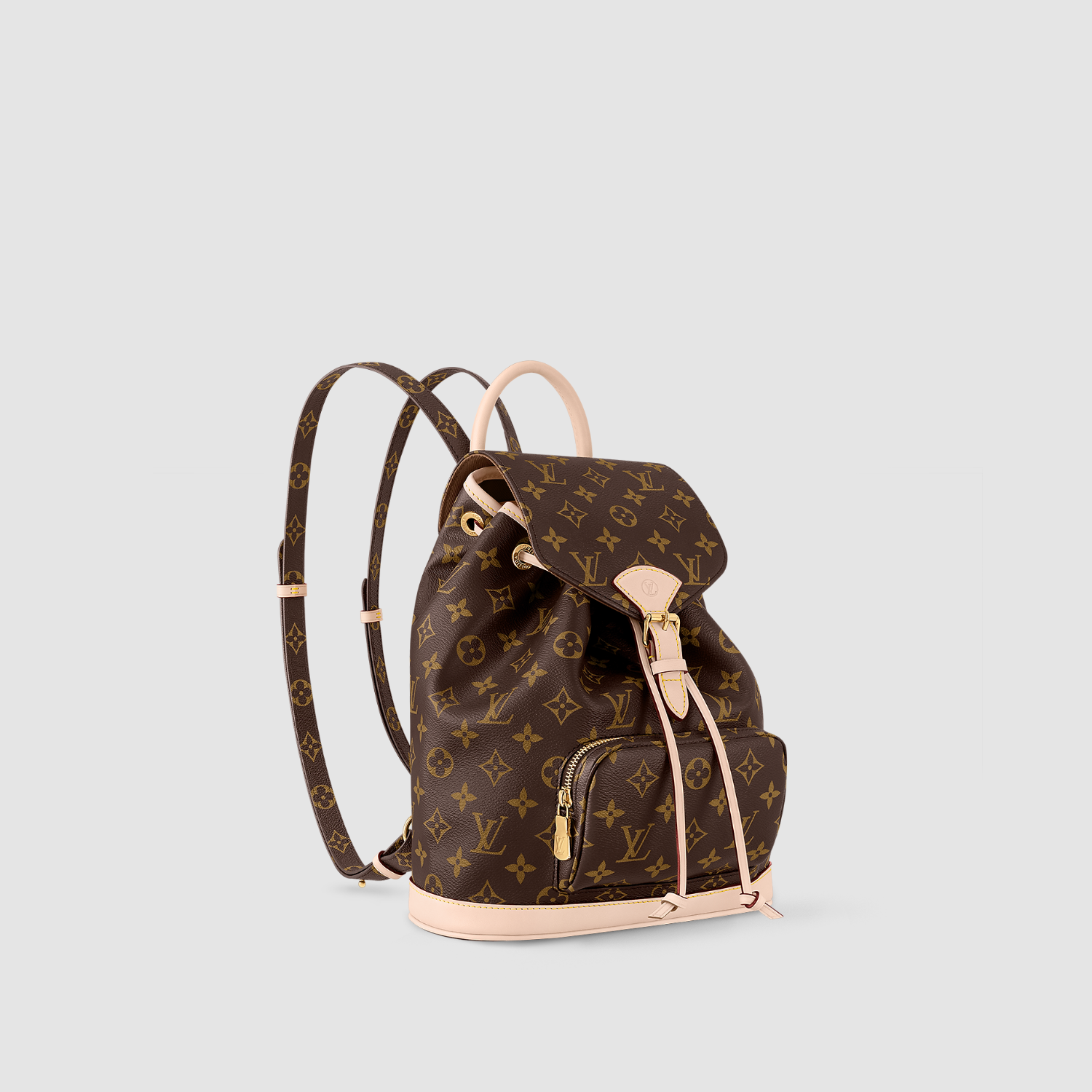 SMALL BACKPACK, COATED CANVAS – BROWN