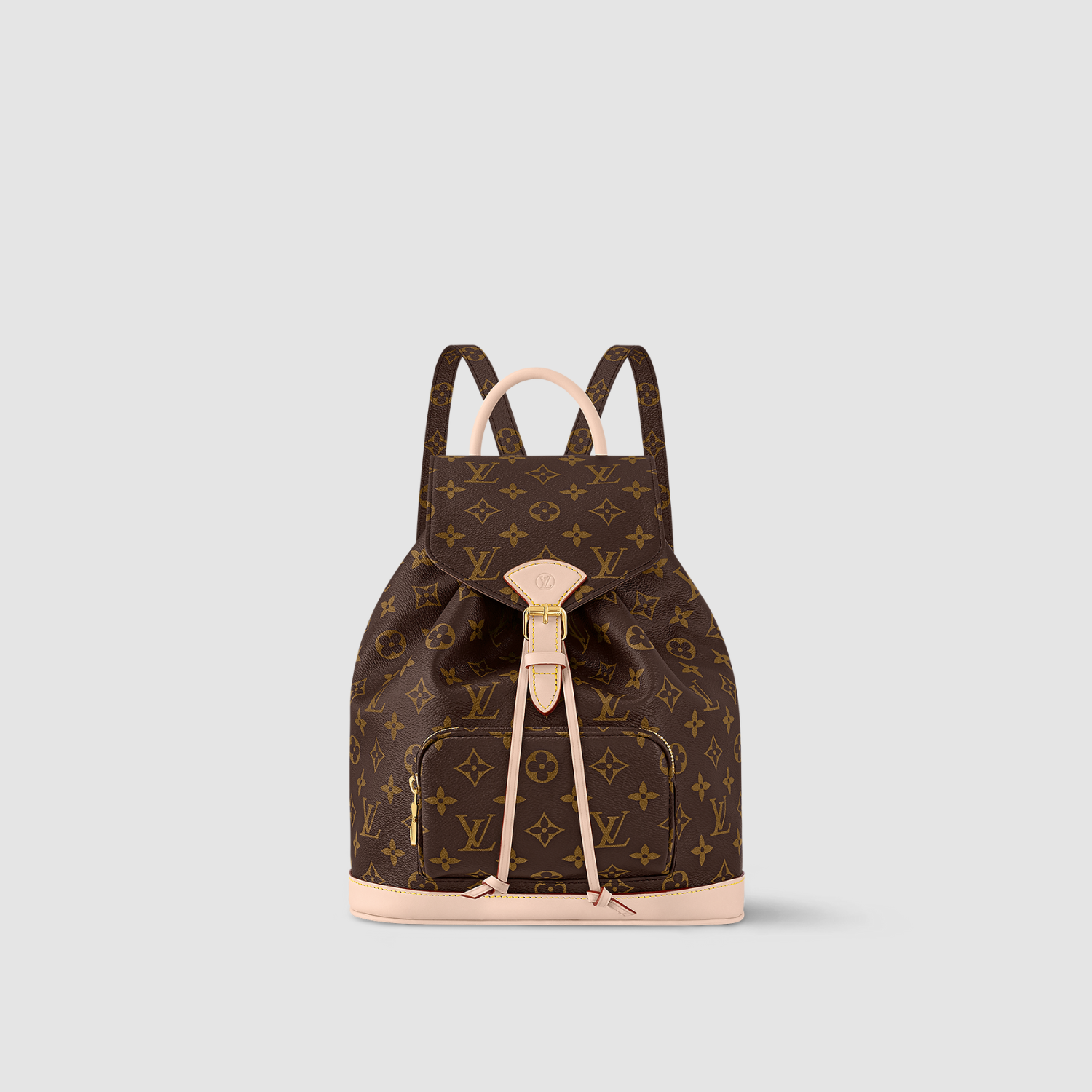 SMALL BACKPACK, COATED CANVAS – BROWN